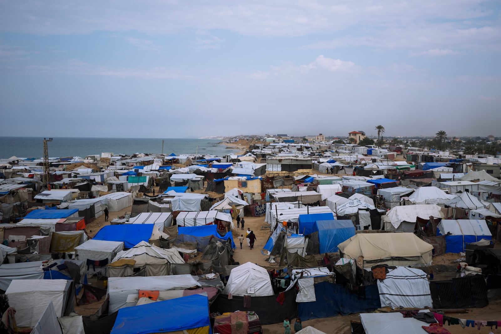 A view of a tent camp for displaced Palestinians in Khan Younis, Gaza Strip, Friday, Jan. 9, 2025. (AP Photo/Abdel Kareem Hana)