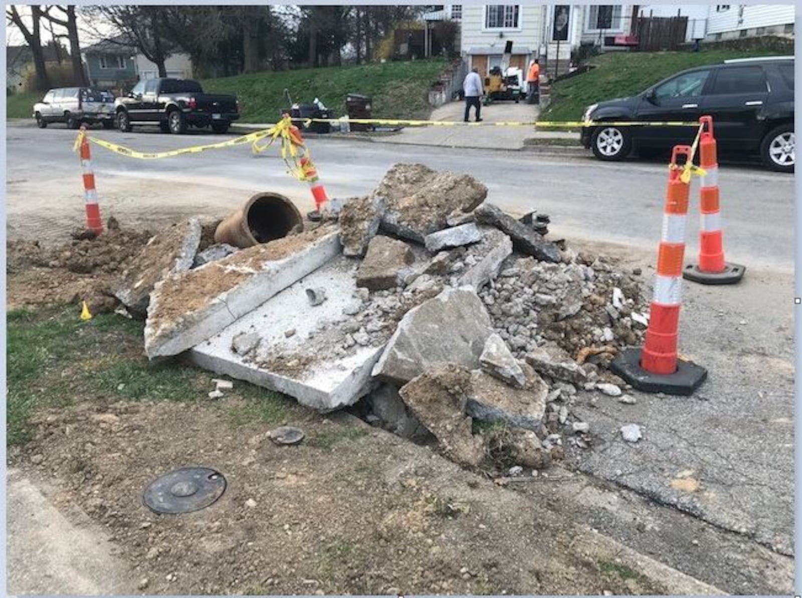 Some repair work, like this on Kenwood Avenue in Springfield, has begun. (Tavares Jones/Staff)