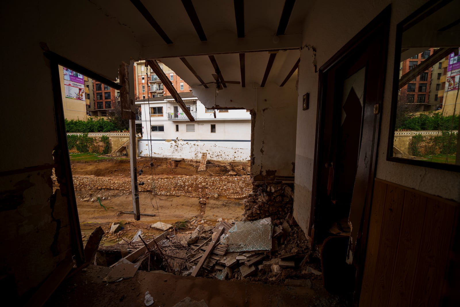 A view of a house affected by floods is pictured in Chiva, Spain, Friday, Nov. 1, 2024. (AP Photo/Manu Fernandez)