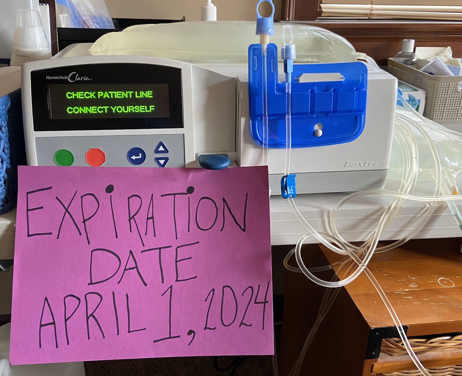 Julie Nourse, who had been on dialysis for years, received a kidney donated by her friend Jennifer Tuttle on April 1, 2024, and this sign was part of the celebration. CONTRIBUTED