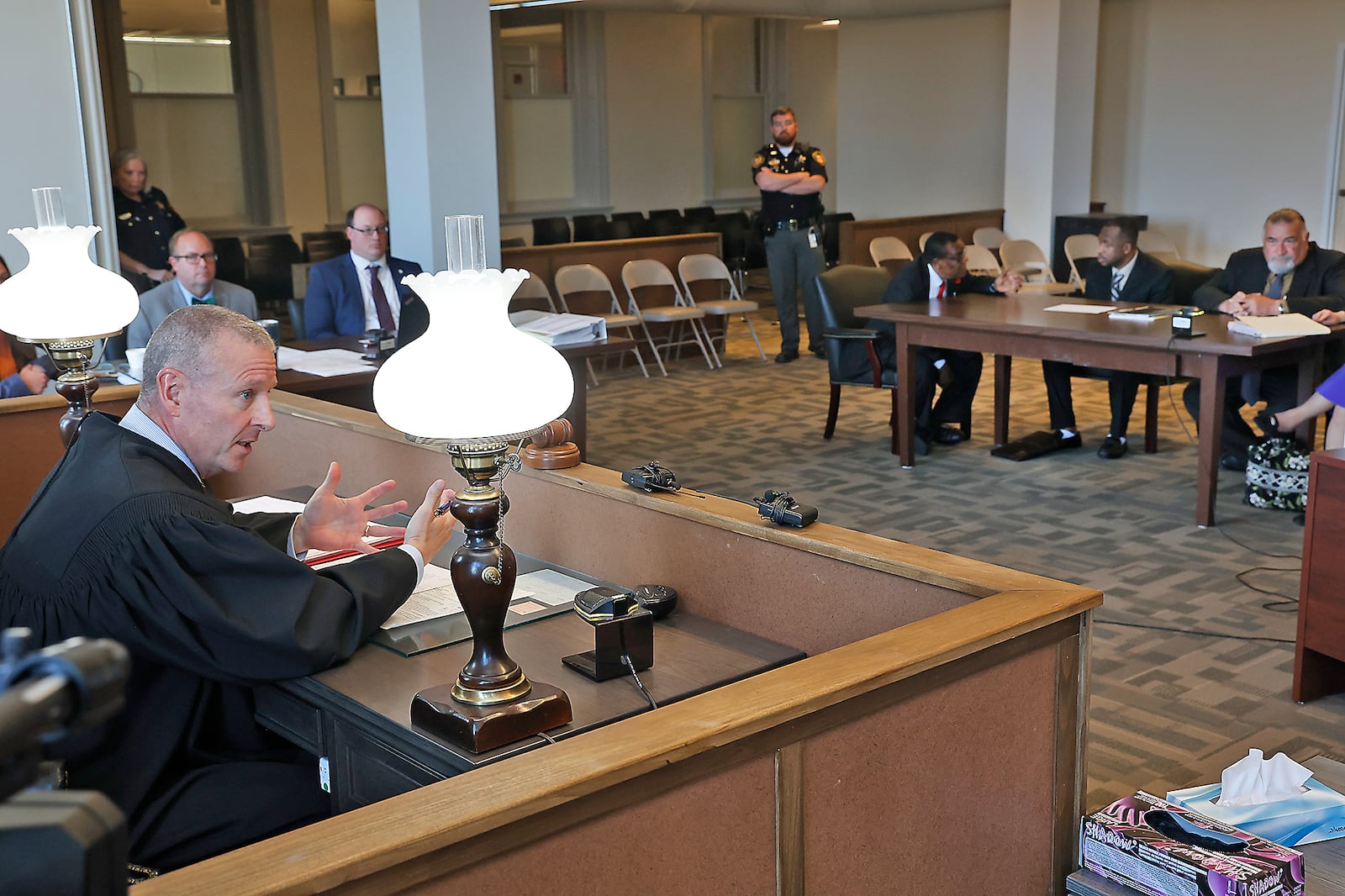 Judge Douglas Rastatter, left, gives instructions to the jury following jury selection for Hermanio Joseph trial. BILL LACKEY/STAFF