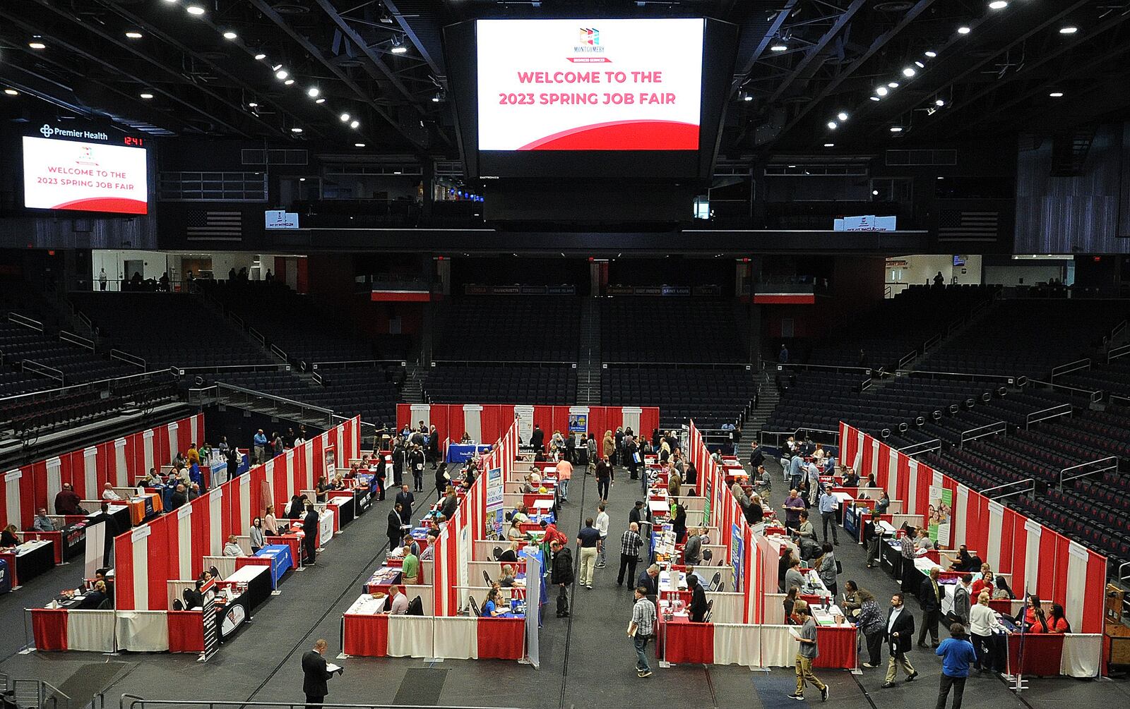 The Montgomery County Workforce Development Services  hosted their Spring Job Fair Thursday, April 27, 2023 at the University of Dayton Arena. Job seekers had the opportunity to meet with nearly 150 local employers and explore a variety of jobs. MARSHALL GORBY\STAFF