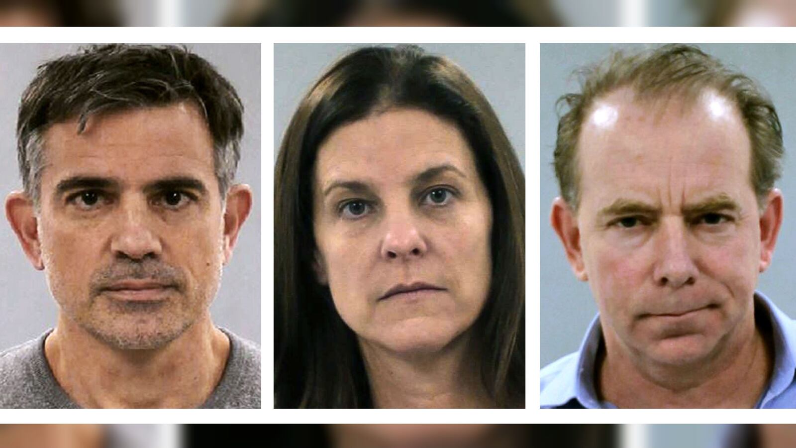 Fotis Dulos, far left, is charged with murder, felony murder and kidnapping in the presumed death of his estranged wife, Jennifer Dulos, 50, of New Canaan, Conn. His girlfriend, Michelle Traconis, center, and lawyer and close friend, Kent Mawhinney, far right, are both charged with conspiracy to commit murder. Jennnifer Dulos, 50, was last seen alive May 24, 2019, as she dropped her children off at school.