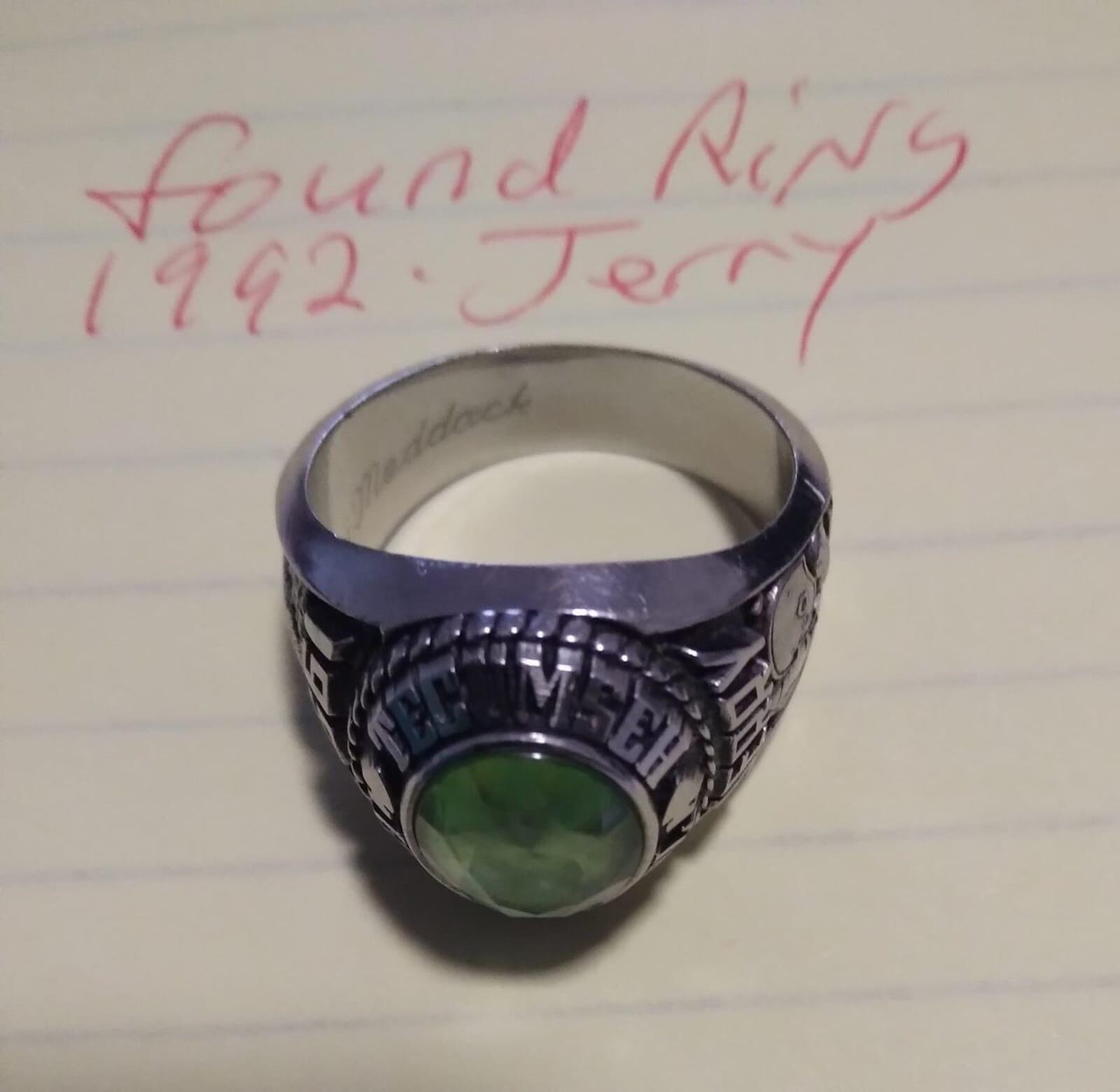 Harlan Davis  sent this photo of the ring on an index card./Contributed