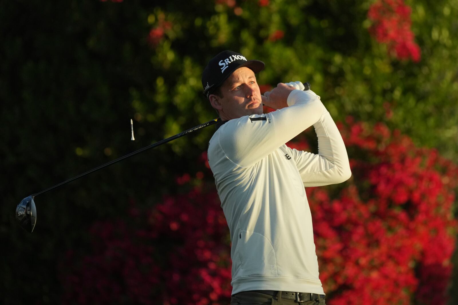 Andrew Putnam hits his tee shot at the second hole during the second round of the Phoenix Open golf tournament at the TPC Scottsdale Friday, Feb. 7, 2025, in Scottsdale, Ariz. (AP Photo/Ross D. Franklin)