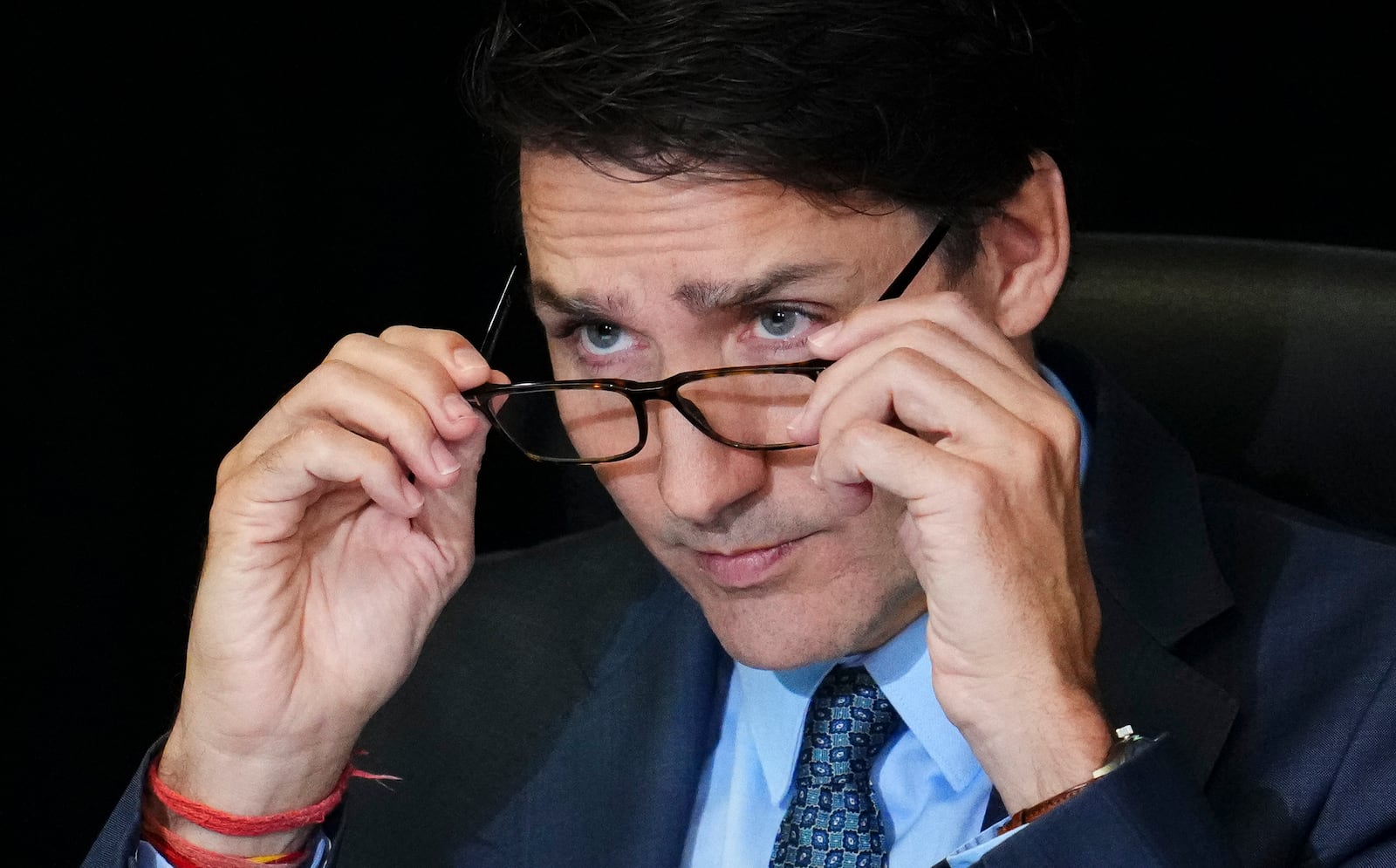 Canada's Prime Minister Justin Trudeau appears as a witness at the Foreign Interference Commission in Ottawa, Ontario, Wednesday, Oct. 16, 2024. (Sean Kilpatrick/The Canadian Press via AP)