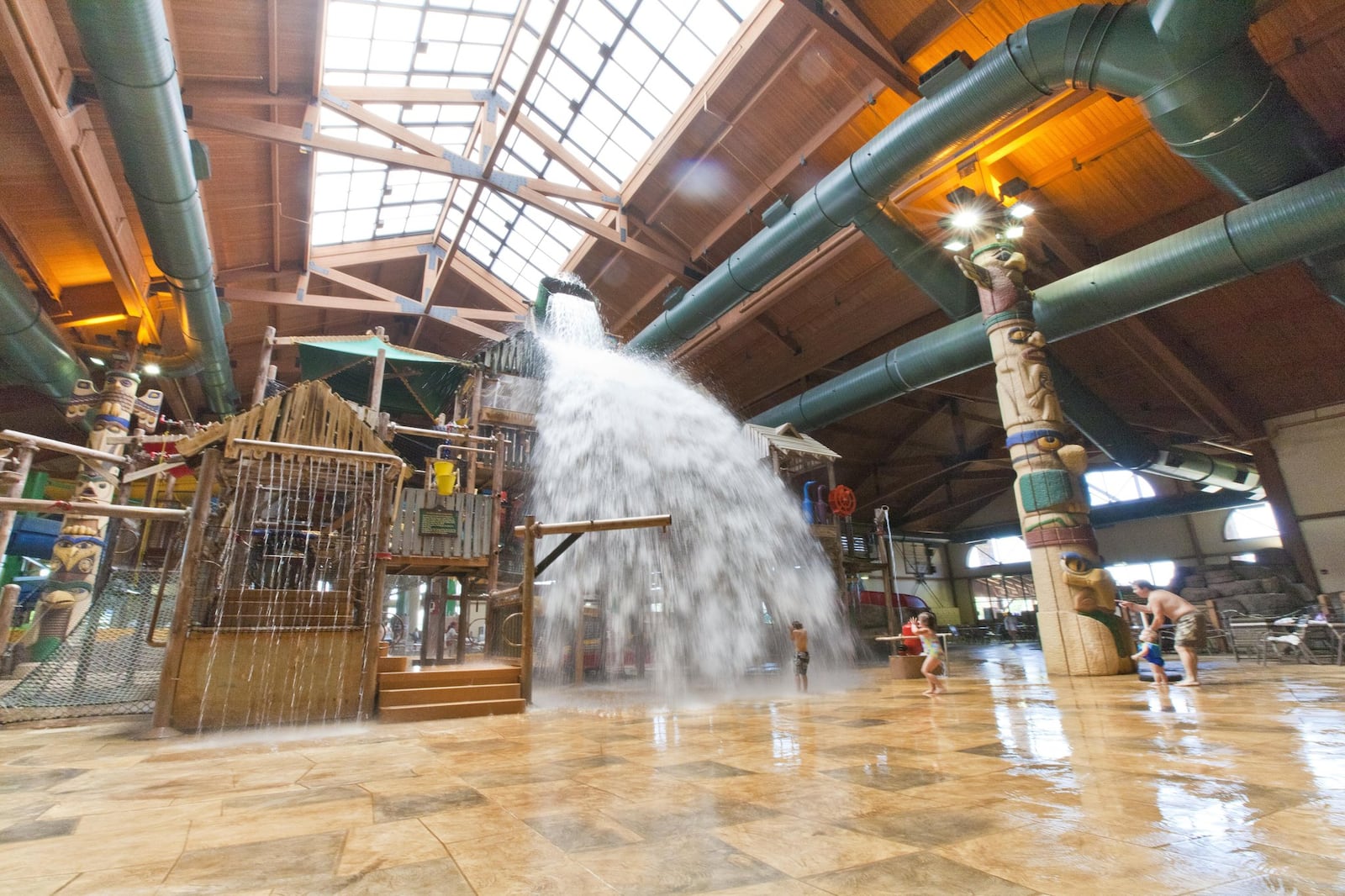 At both Ohio Great Wolf Lodge resorts, the focal point is the 1,000-gallon tipping bucket adorning the top of Fort Mackenzie. CONTRIBUTED