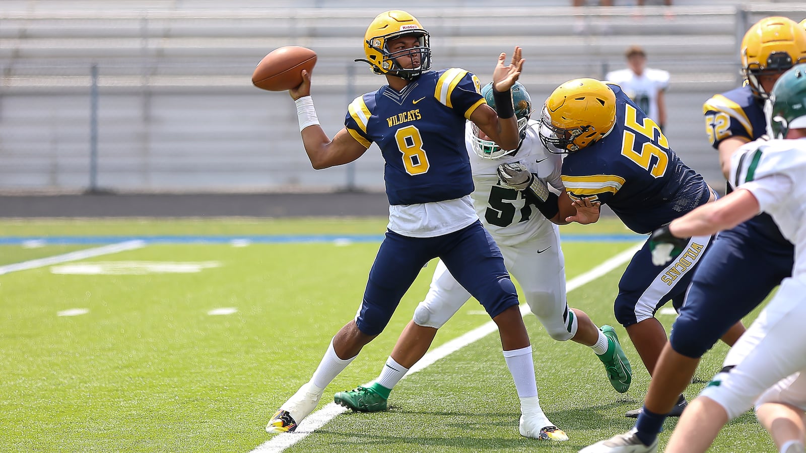 Springfield High School senior quarterback Te'Sean Smoot throws a pass during their scrimmage game against Louisville Trinity earlier this season. Michael Cooper/CONTRIBUTED