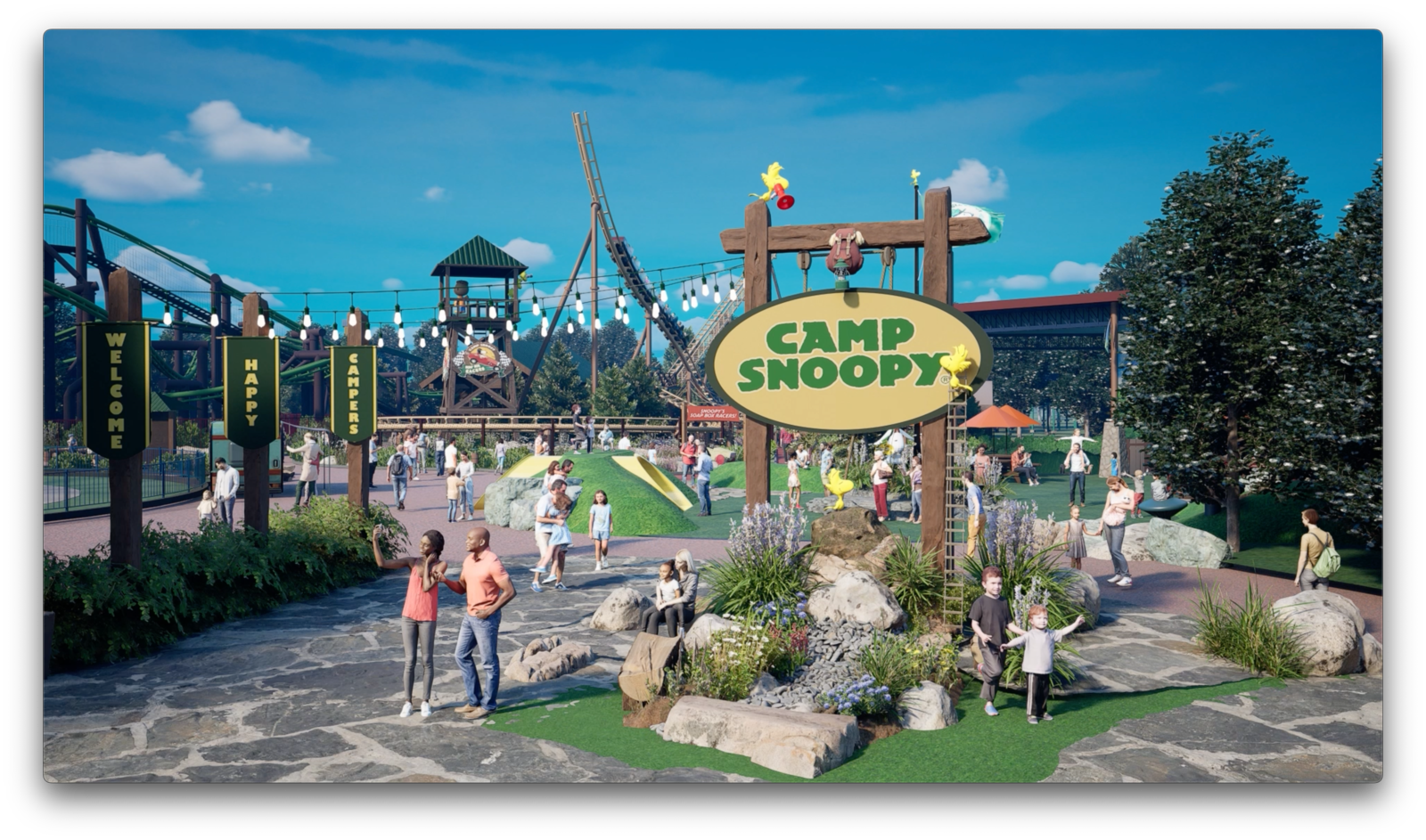 Kings Island’s plans for 2024 include expanding its award-winning Planet Snoopy kids’ area. It will feature Beagle Scout Acres, an area where kids can run, crawl, play or relax with the family in a shaded comfortable space. CONTRIBUTED