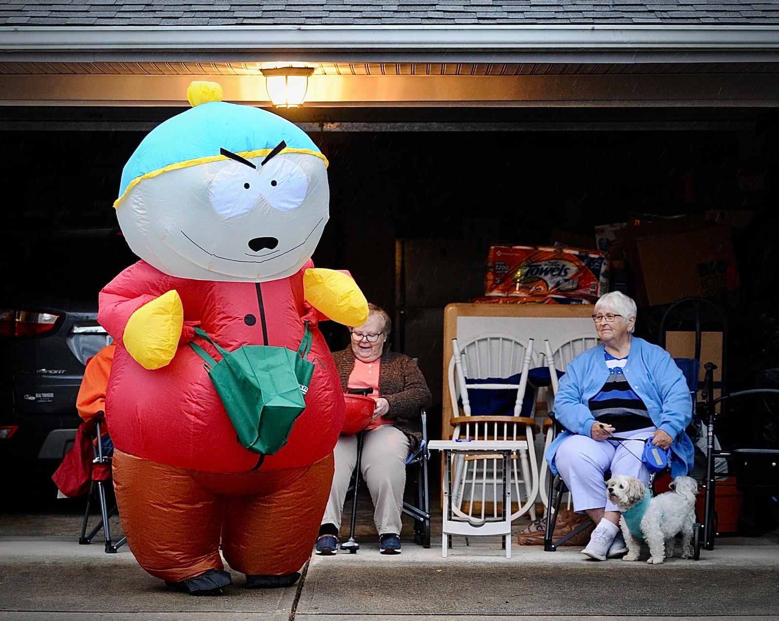 Halloween costumes have come along way this young person dressed as Cartman from the cartoon South Park for beggars night Monday Oct. 31, 2022 in Huber Heights. MARSHALL GORBY\STAFF