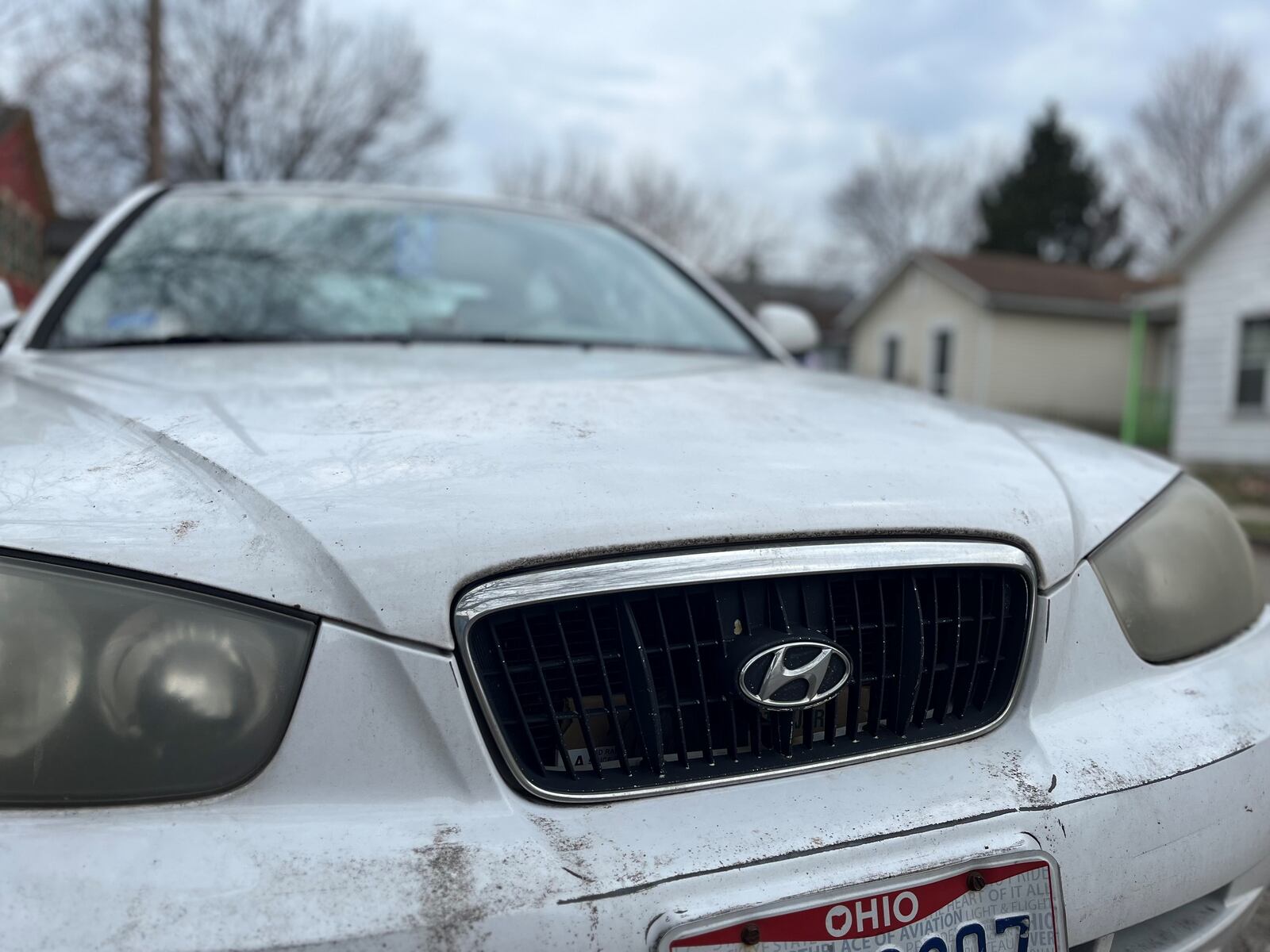 A Hyundai parked in a Dayton neighborhood. Thieves have been exploiting security flaws in some Kia and Hyundai vehicles. CORNELIUS FROLIK / STAFF