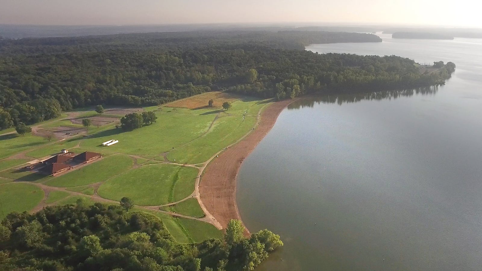 The beach at Caesar Creek State Park stretches 1,300 feet along the shoreline, northwest of the new marina.      TY GREENLEES / STAFF