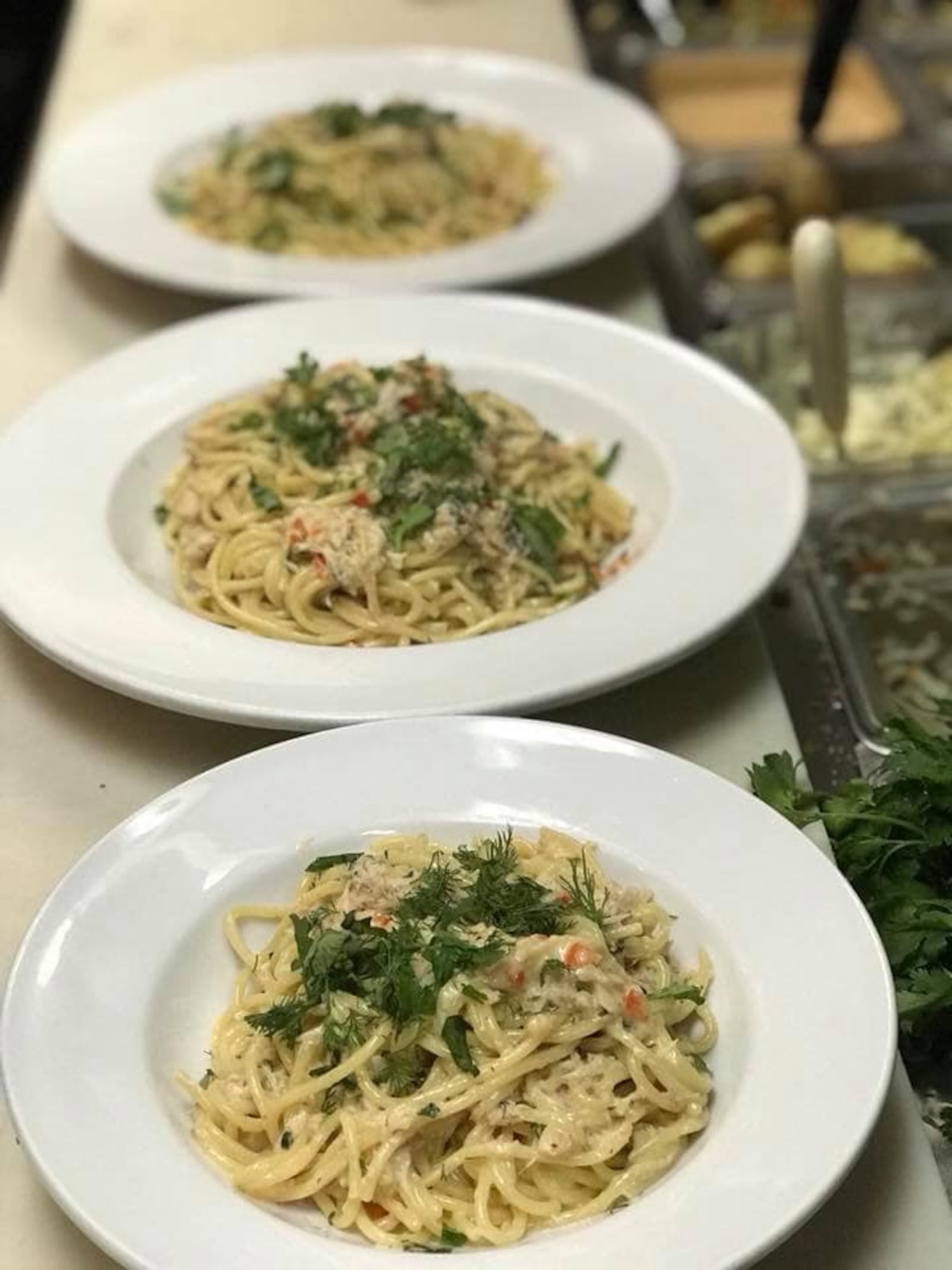 Crab spaghetti is back on the menu at Meadowlark Restaurant for spring 2019.