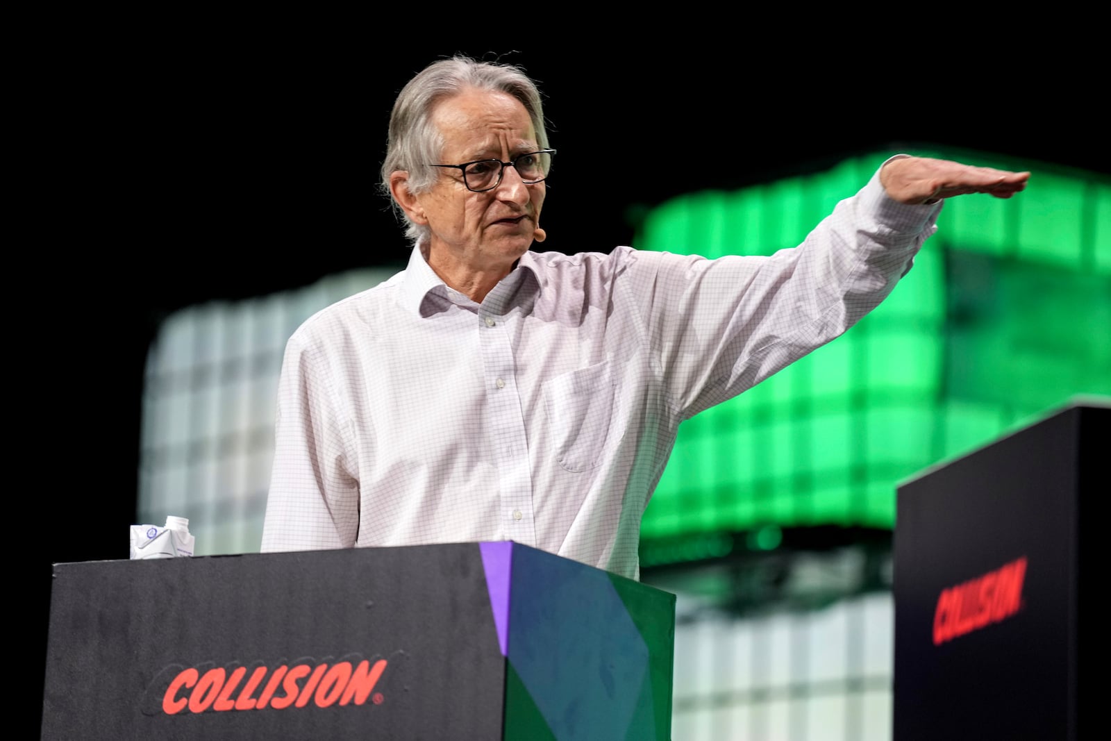 FILE - Artificial intelligence pioneer Geoffrey Hinton speaks at the Collision Conference in Toronto, Wednesday, June 19, 2024. (Chris Young/The Canadian Press via AP, File)