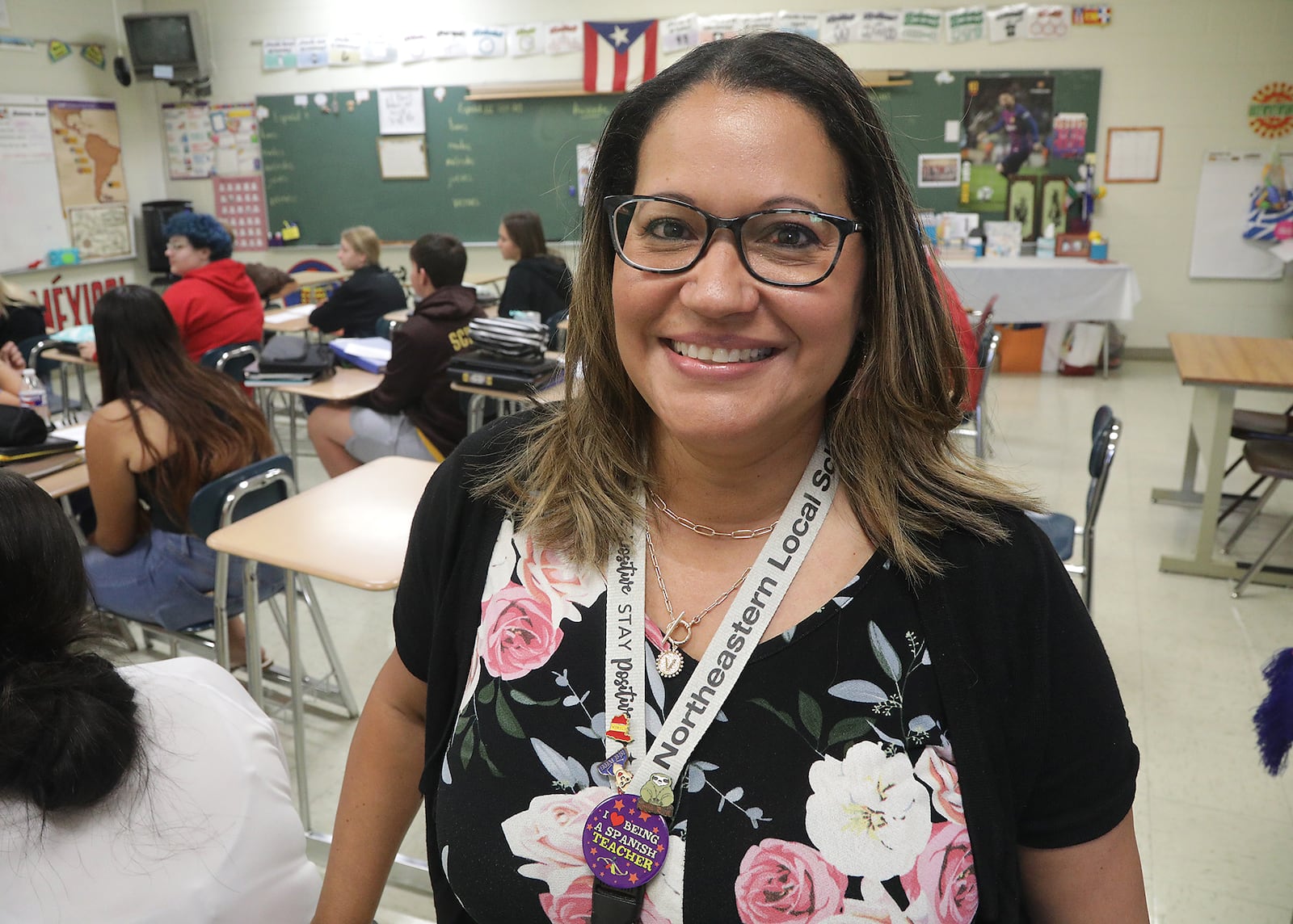 Viangie Sanchez Gibson is a Spanish teacher at Kenton Ridge High School Thursday, Sept. 15, 2022. BILL LACKEY/STAFF