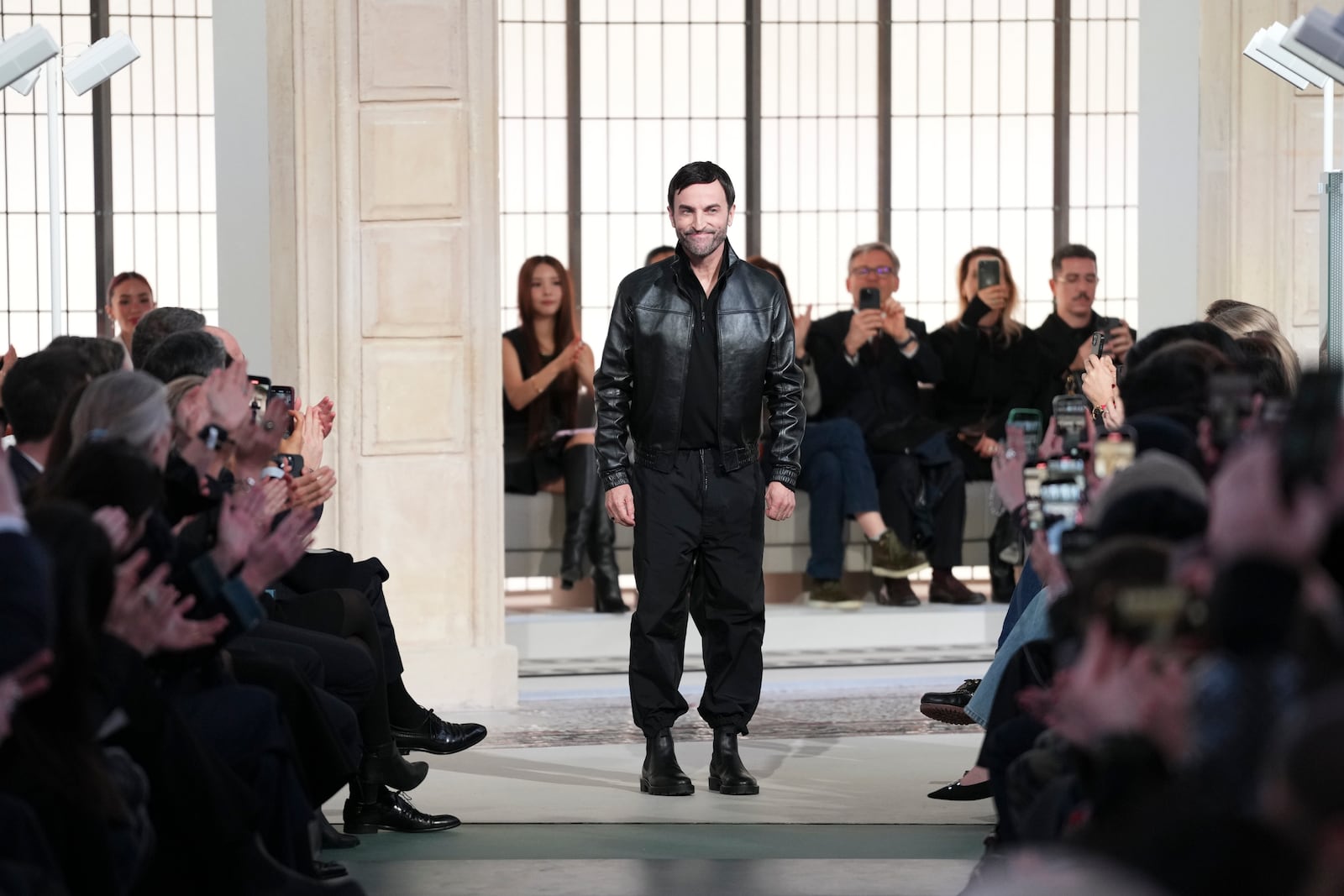 Designer Nicolas Ghesquiere is photographed following the Louis Vuitton Fall/Winter 2025-2026 Womenswear collection presented in Paris, Monday, March 10, 2025. (Photo by Scott A Garfitt/Invision/AP)