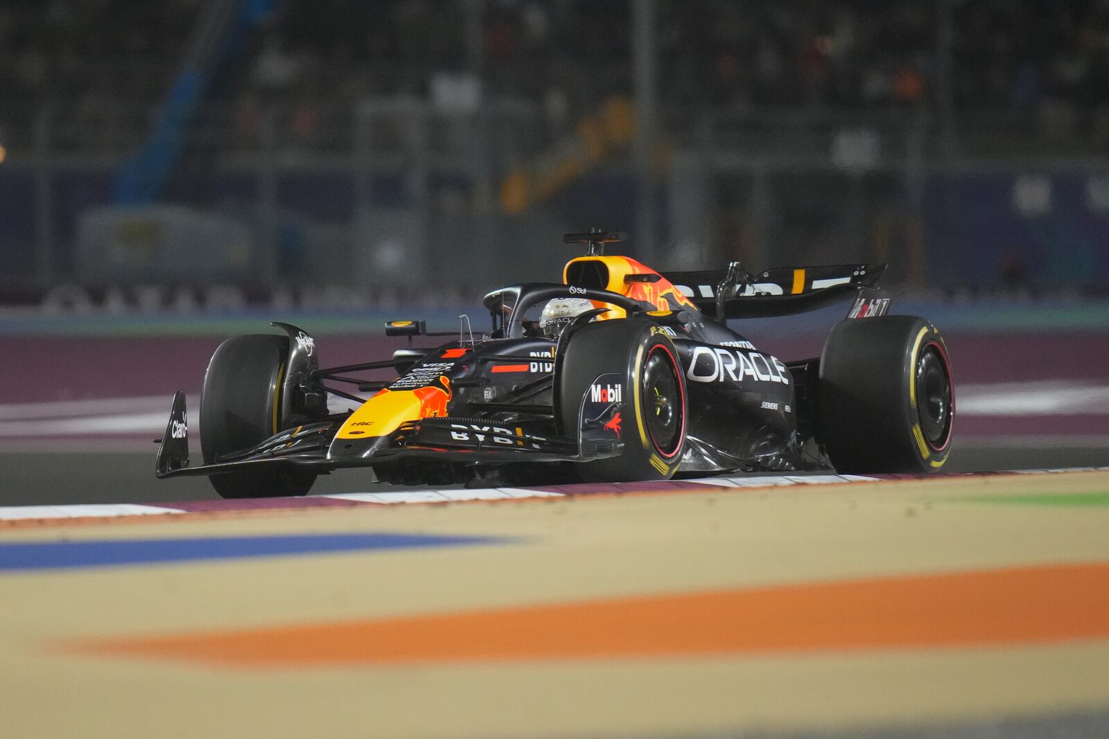 Red Bull driver Max Verstappen of the Netherlands in action during the Qatar Formula One Grand Prix at the Lusail International Circuit in Lusail, Qatar, Sunday, Dec. 1, 2024. (AP Photo/Darko Bandic)