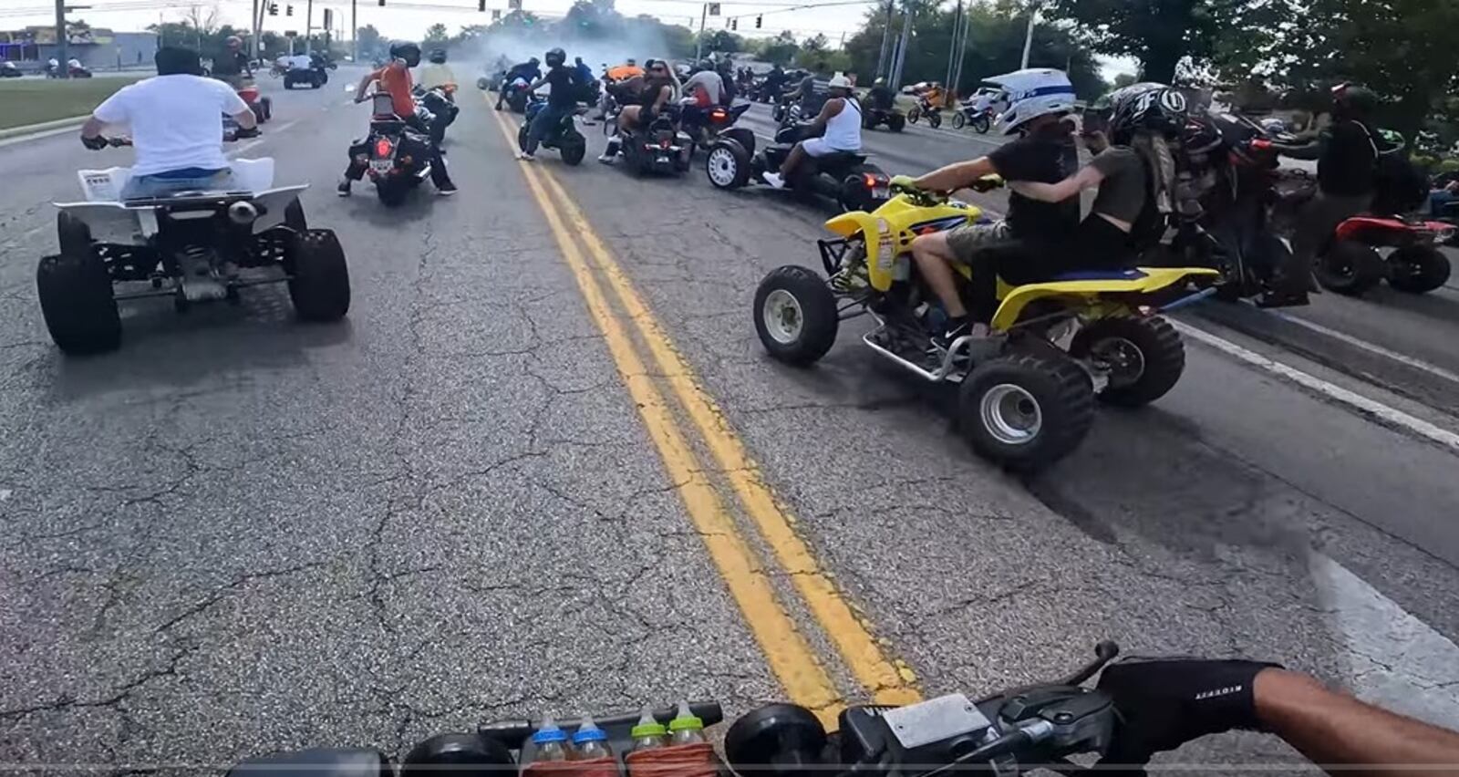 A large pack of ATVS, dirt bikes and motorcycles drove all over Dayton and some other local communities on Sept. 3, 2023. This is an image taken from a YouTube video uploaded by one of the ATV riders. CONTRIBUTED