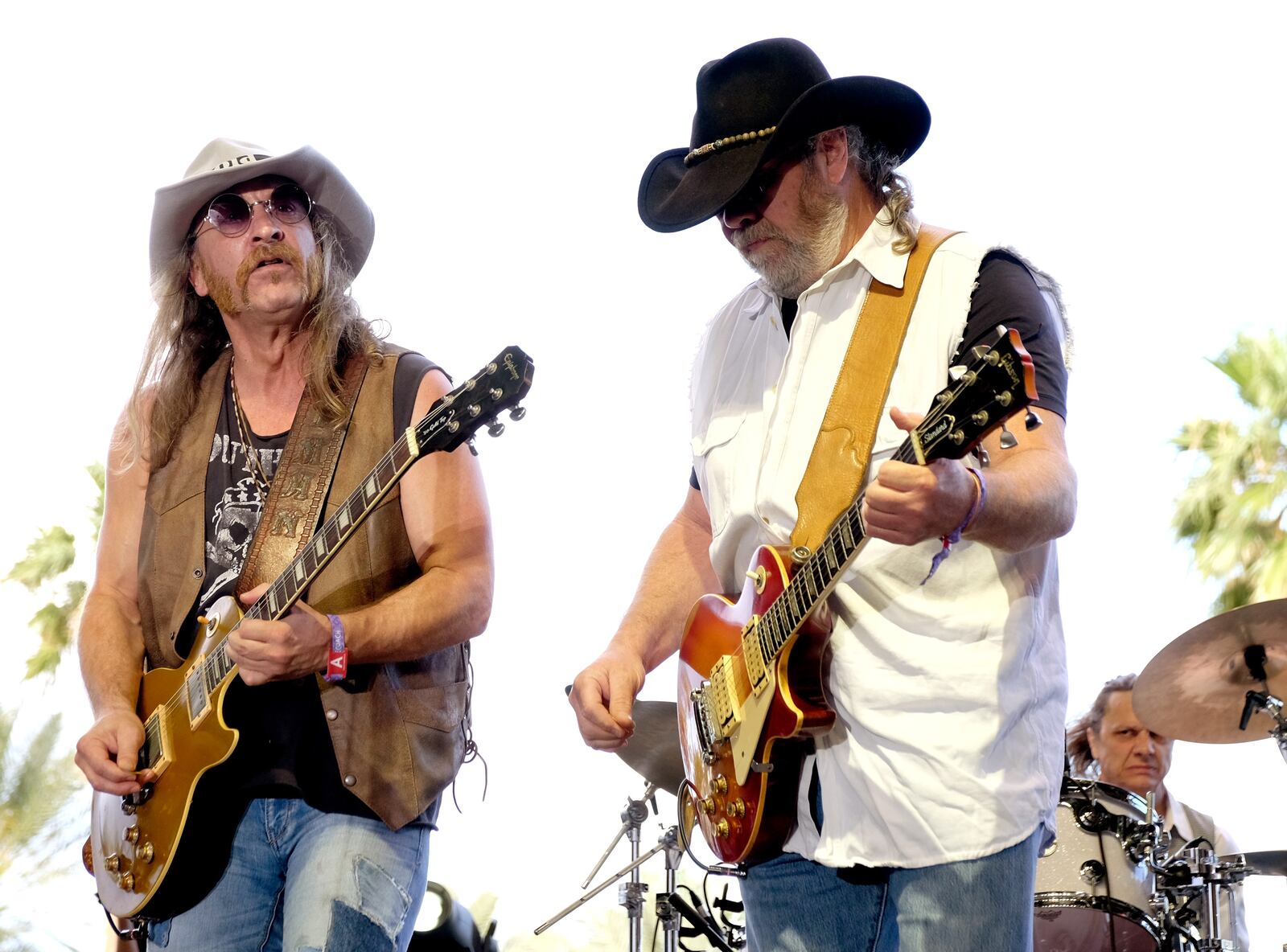 INDIO, CA - MAY 01: Musicians Chris Hicks (L) and Rick Willis of The Marshall Tucker Band perform onstage during 2016 Stagecoach California's Country Music Festival at Empire Polo Club on May 01, 2016 in Indio, California.  (Photo by Frazer Harrison/Getty Images for Stagecoach)