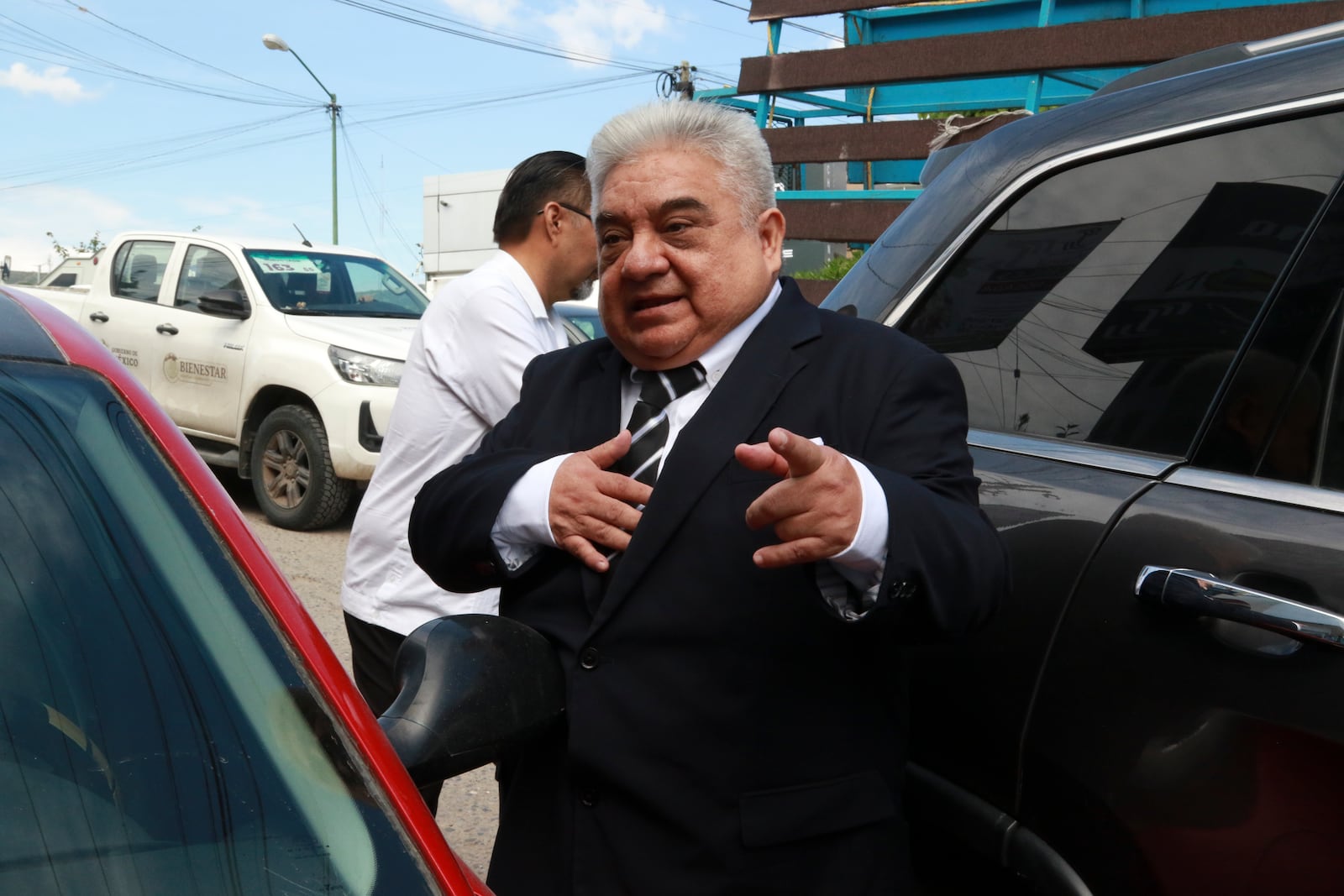 Gustavo Alarcon gestures prior to his swearing-in as mayor of Chilpancingo, in Guerrero state, Mexico, Thursday, Oct. 10, 2024, days after former Mayor Alejandro Arcos was killed after less than a week in office. (AP Photo/Alejandrino Gonzalez)