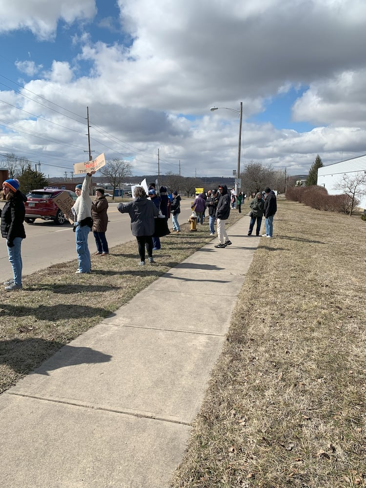 Tesla protest Moraine 2025