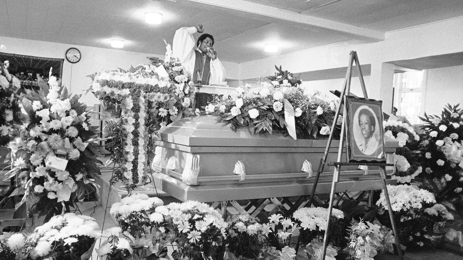 The Rev. Johnny L. Jones of the Second Mt. Olive Baptist Church in Atlanta speaks April 23, 1981, at the funeral of 15-year-old Joseph Bell. Bell was one of about 29 black men and boys killed in a 23-month span in 1979 and 1981 in and around Atlanta. Wayne Williams, now 60, is serving life in prison in the murders of two of those victims, Nathaniel Cater, 27, and Jimmy Ray Payne, 21. The series of killings, the majority of which were of children, became known as the Atlanta child murders. Williams was never convicted of any of the children’s slayings.