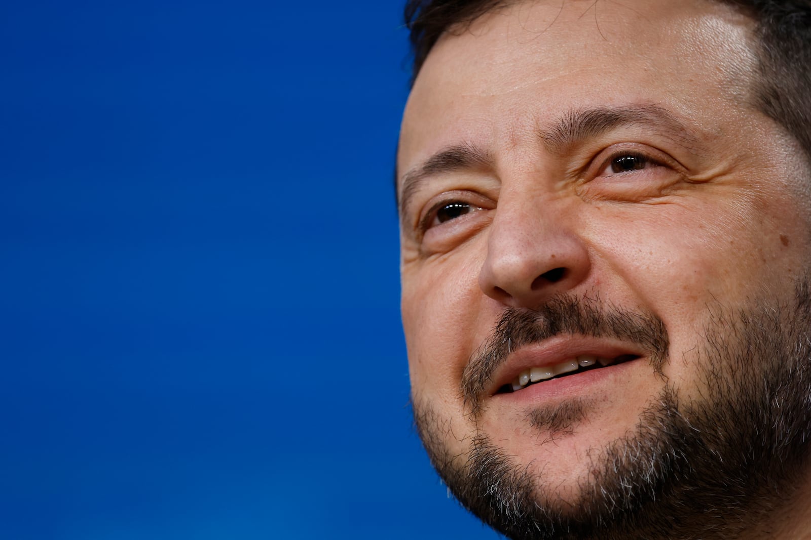 Ukraine's President Volodymyr Zelenskyy talks to journalists during a press conference at an EU summit in Brussels, Thursday, Oct. 17, 2024. (AP Photo/Geert Vanden Wijngaert)