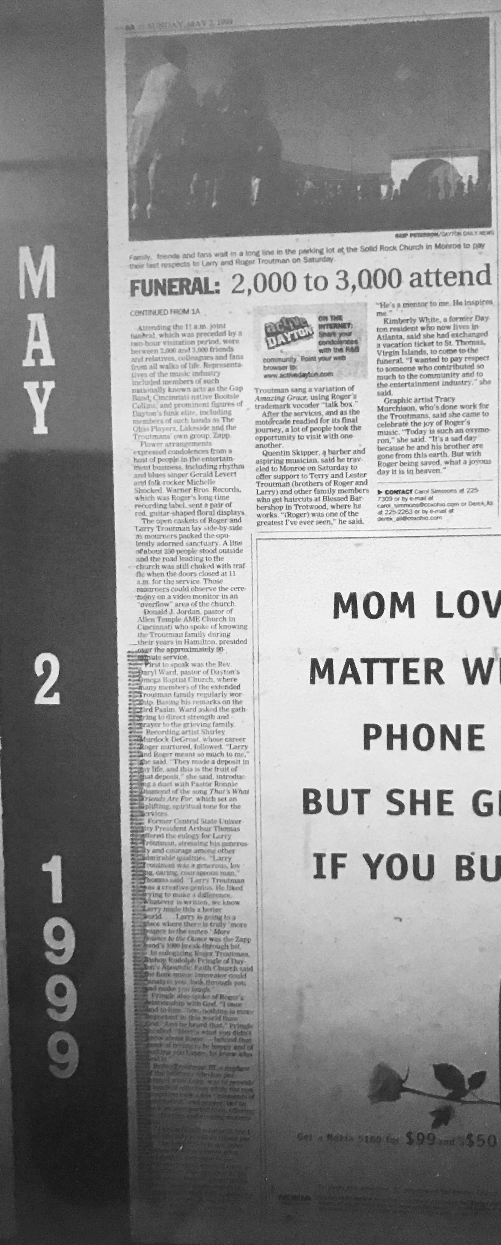 The death of Roger and Larry Troutman in a  murder-suicide made headlines in the Dayton Daily News in 1999. Source: Dayton Daily News archives