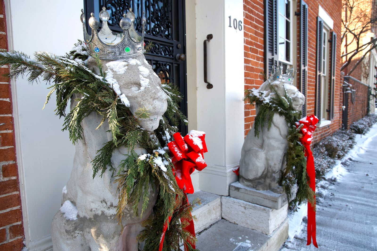 The Kern Lions in front of the Crawford House in New Carlisle Tuesday, Jan. 16, 2024. BILL LACKEY/STAFF