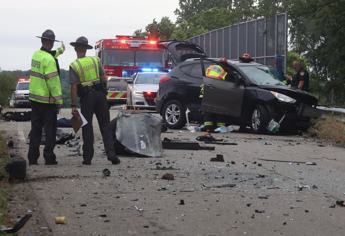 PHOTOS: Head-on crash sends two to hospital in Clark County