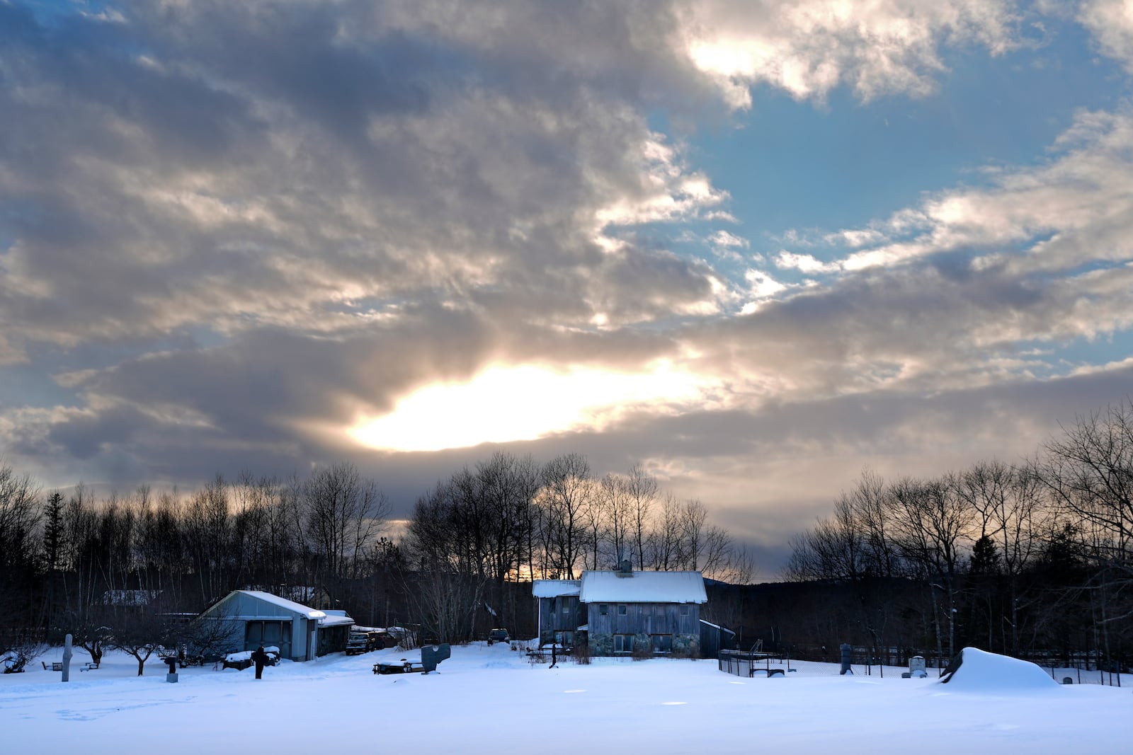 The home of organic wild blueberry farmers Hugh and Jenny Lassen is seen Monday, Feb. 10, 2025, in Cherryfield, Maine. (AP Photo/Robert F. Bukaty)