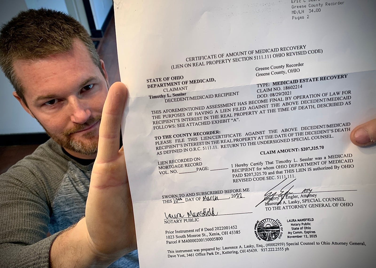 Bryan Lutes in January paid $72,500 for a home in Xenia with the hopes of turning it into a bed and breakfast or maybe flipping it. Those plans came to a halt in March when the state of Ohio placed a $207,325 lien on the property to recover unpaid Medicaid debt from the previous homeowner. After more than a month of getting the run-around from the Ohio Attorney General’s Office, Lutes was told the lien is being forgiven after the AG’s office was contacted by the Dayton Daily News. MARSHALL GORBY\STAFF