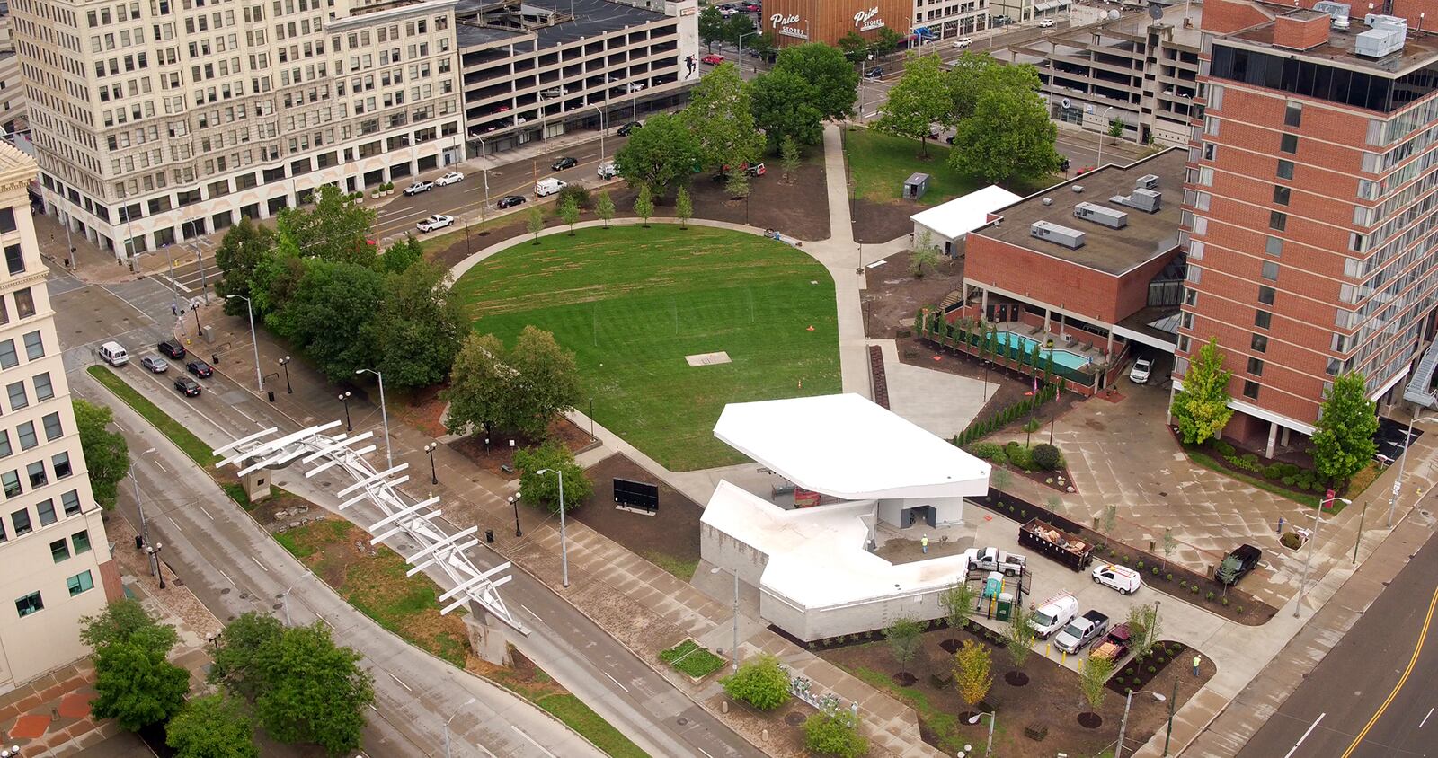 The Levitt Pavilion Dayton will celebrate its opening with a concert on August 9,  just a short fourteen months after getting the green light for the project in downtown Dayton.   TY GREENLEES / STAFF