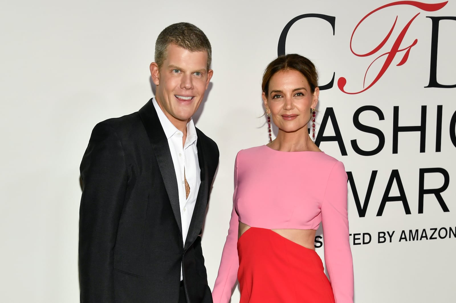 Wes Gordon, left, and Katie Holmes attend the CFDA Fashion Awards at the American Museum of Natural History on Monday, Oct. 28, 2024, in New York. (Photo by Evan Agostini/Invision/AP)