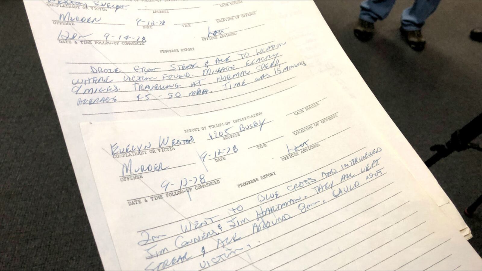 Richland County Sheriff Leon Lott’s handwritten notes from the 1978 killing of Evelyn Weston are pictured in Columbia, S.C. Weston is an alleged victim of Samuel Little, who the FBI has named the most prolific serial killer in U.S. history.