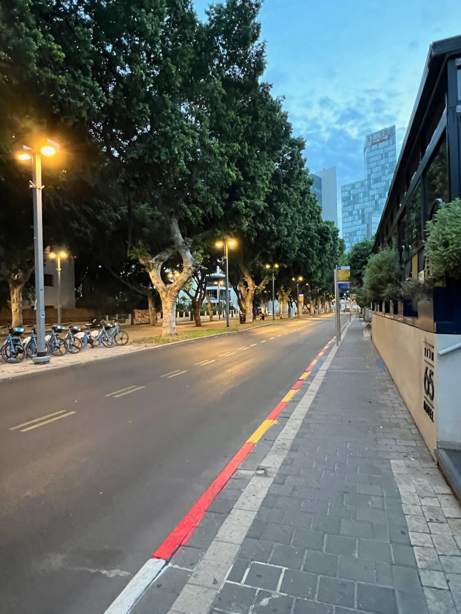 The empty street Rothschild Boulevard in Tel Aviv is shown outside a hotel on Saturday afternoon. The normally busy street was eerily silent after Israel was attacked by Hamas. Contributed/Kim Fish