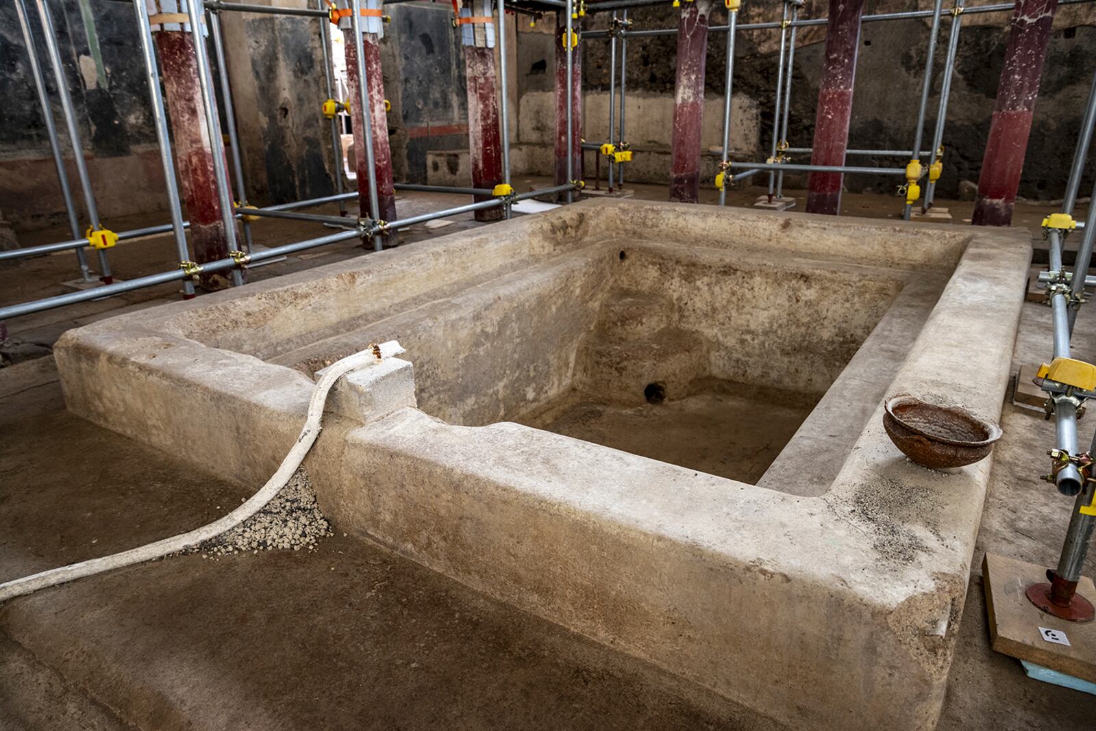 A picture released by the Pompeii Archeological Park Press Office, Friday, Jan. 17, 2025, showing a private bathhouse recently discovered in the Pompeii archeological site. (Archeological Park of Pompeii Press Office Via AP, HO)