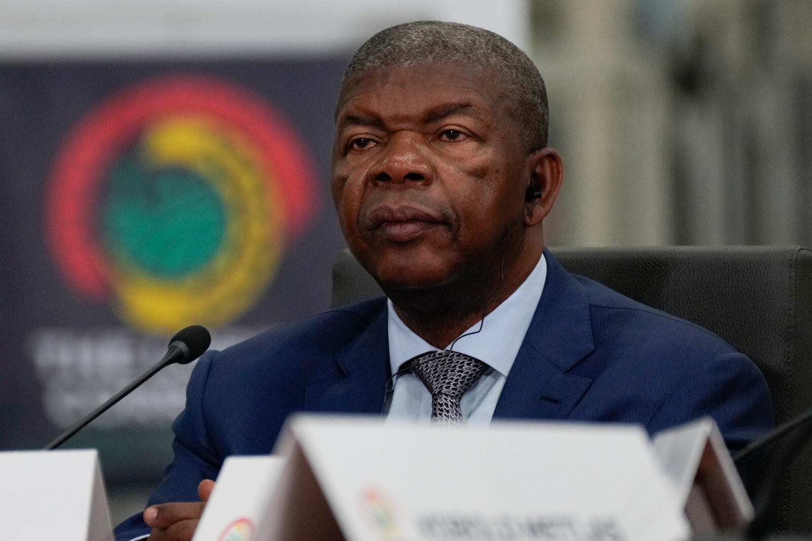 Angola's President Joao Lourenco participates in the Lobito Corridor Trans-Africa Summit at the Carrinho food processing factory near Lobito, Angola, on Wednesday, Dec. 4, 2024. (AP Photo/Ben Curtis)