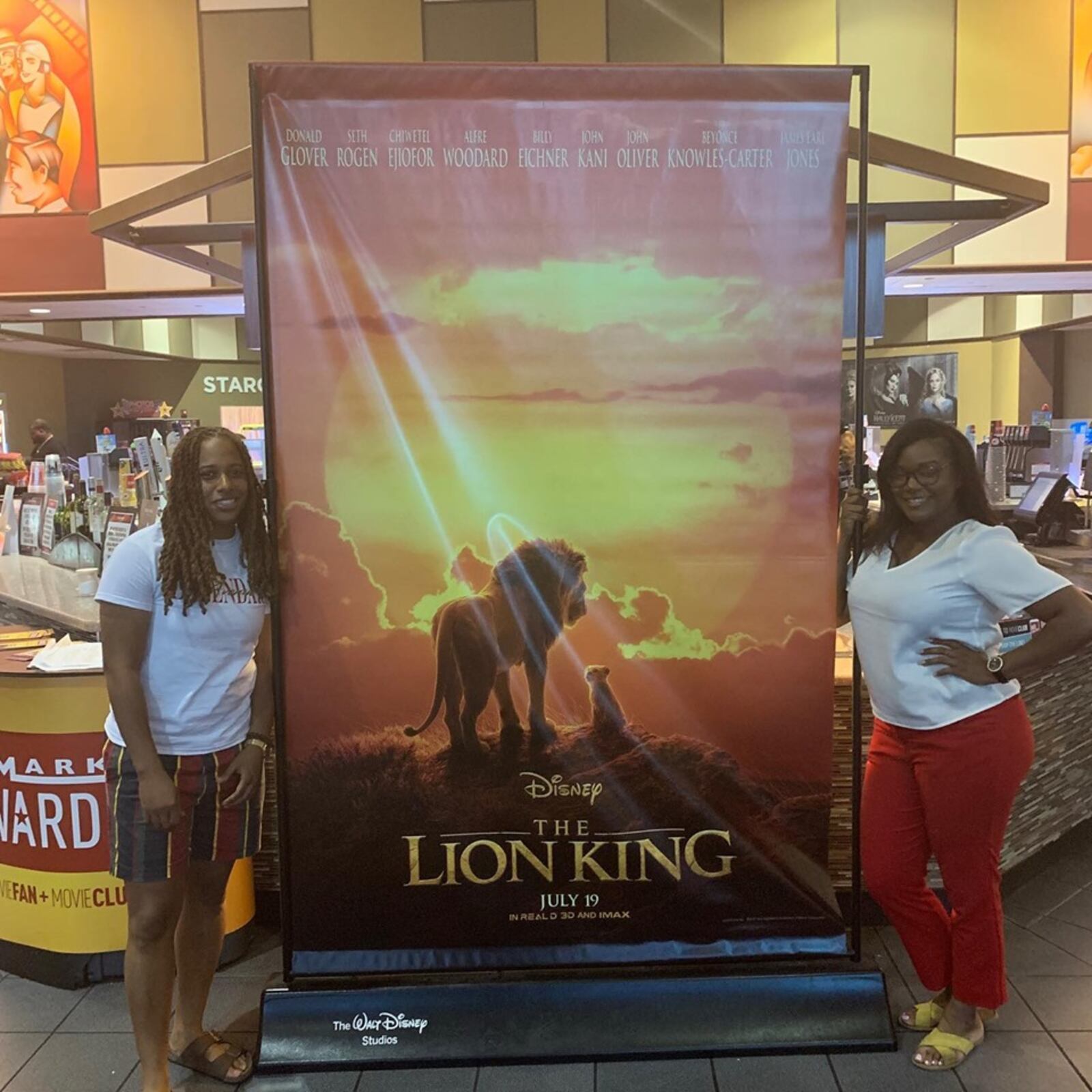 A hundred local children and 34 adult chaperons attended a free screening of "The Lion King."  The event was part of a partnership between Dayton Young Black Professionals,  McKinley United Methodist Church, The Dayton Foundation, CityWide Development Corporation and the Gem City Market. Pictured: Young Black Professionals President Daj'za Demmings  with NaAsiaha Simon, the organization's strategic partnership coordinator.