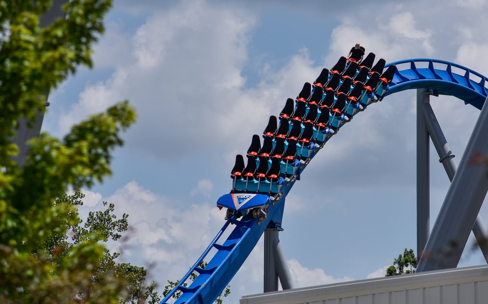 The Orion giga coaster is new this year in the new Area 72 at Kings Island in Mason. Orion is 5,321 feet long, 287 feet tall with a first drop of 300 feet and will reach speeds up to 91 miles per hour. Kings Island opens to pass holders July 2 with numerous protocols in place to decrease the chance of spread of COVID-19.  NICK GRAHAM / STAFF