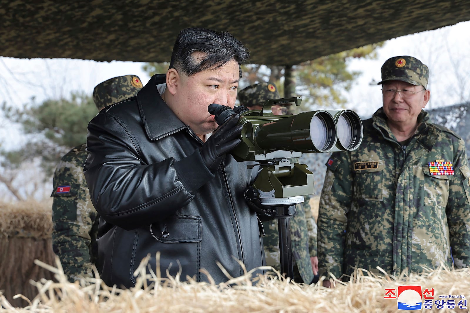 FILE - In this photo provided by the North Korean government, North Korean leader Kim Jong Un, left, supervises artillery firing drills in North Korea, on March 7, 2024. Independent journalists were not given access to cover the event depicted in this image distributed by the North Korean government. The content of this image is as provided and cannot be independently verified. Korean language watermark on image as provided by source reads: "KCNA" which is the abbreviation for Korean Central News Agency. (Korean Central News Agency/Korea News Service via AP, File)