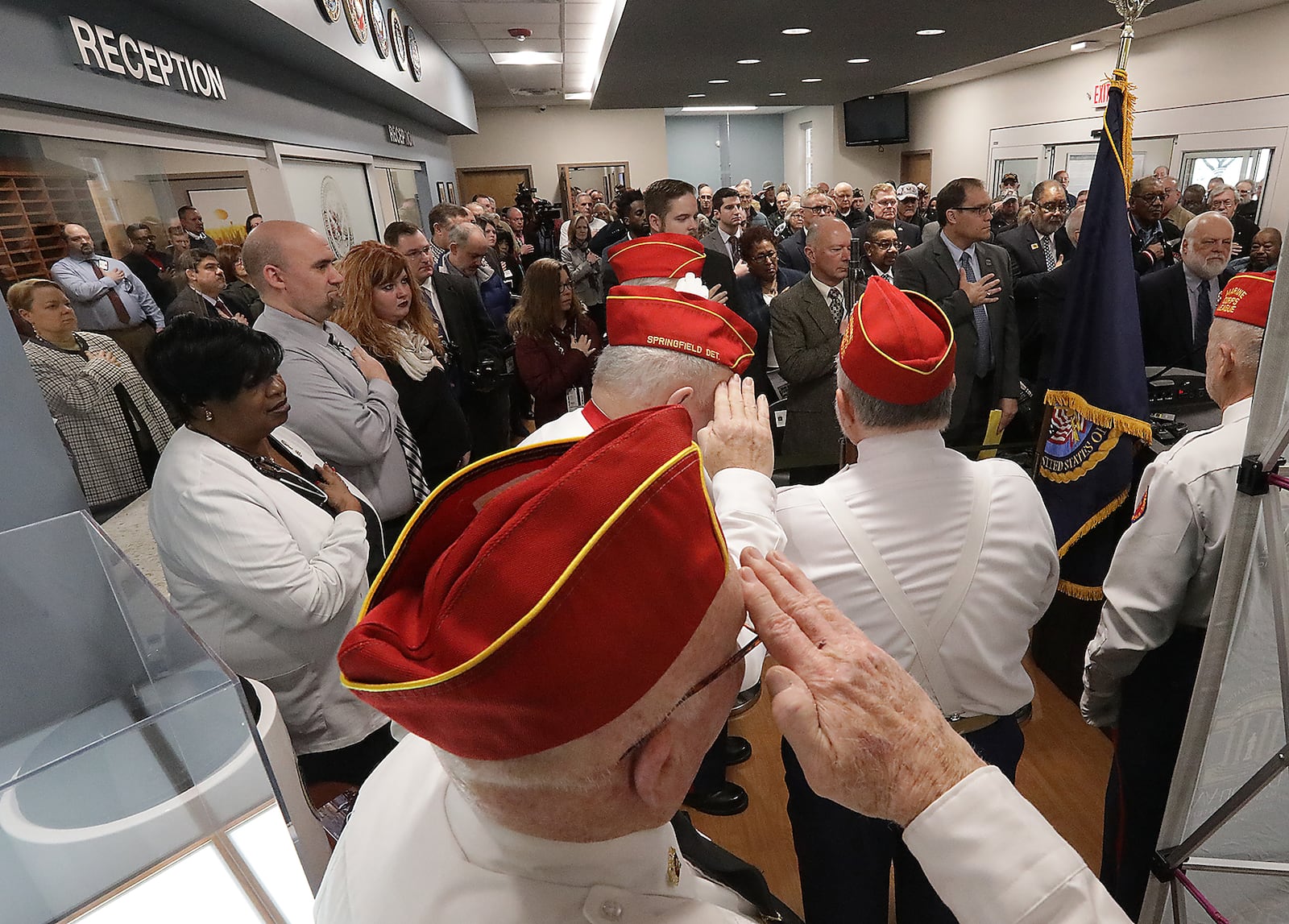 (1) A ribbon cutting ceremony and facility tour was held at the Dayton VA Medical Center's new Springfield Community Based Outpatient Clinic on North Limestone Street Wednesday. The new 12,500 square foot clinic will open to veterans on February 18. BILL LACKEY/STAFF