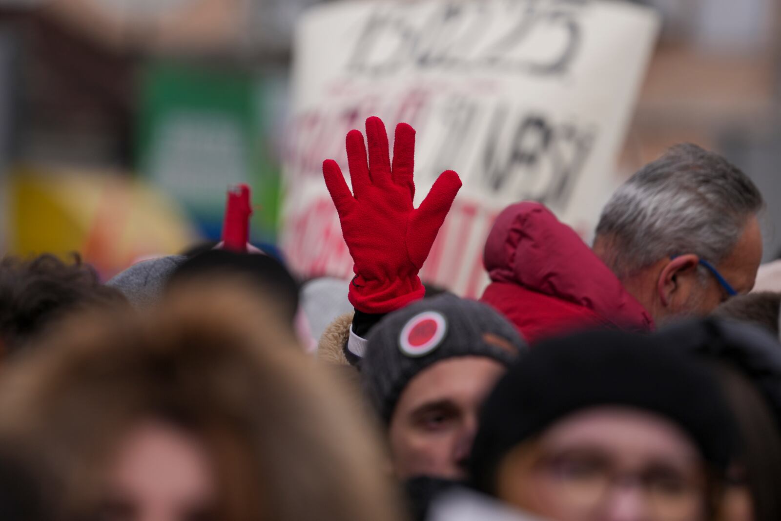 People attend a protest triggered after a concrete canopy on a railway station in the northern city of Novi Sad collapsed on Nov. 1, 2024 killed 15 people, in Kragujevac, Serbia, Saturday, Feb. 15, 2025. (AP Photo/Darko Vojinovic)