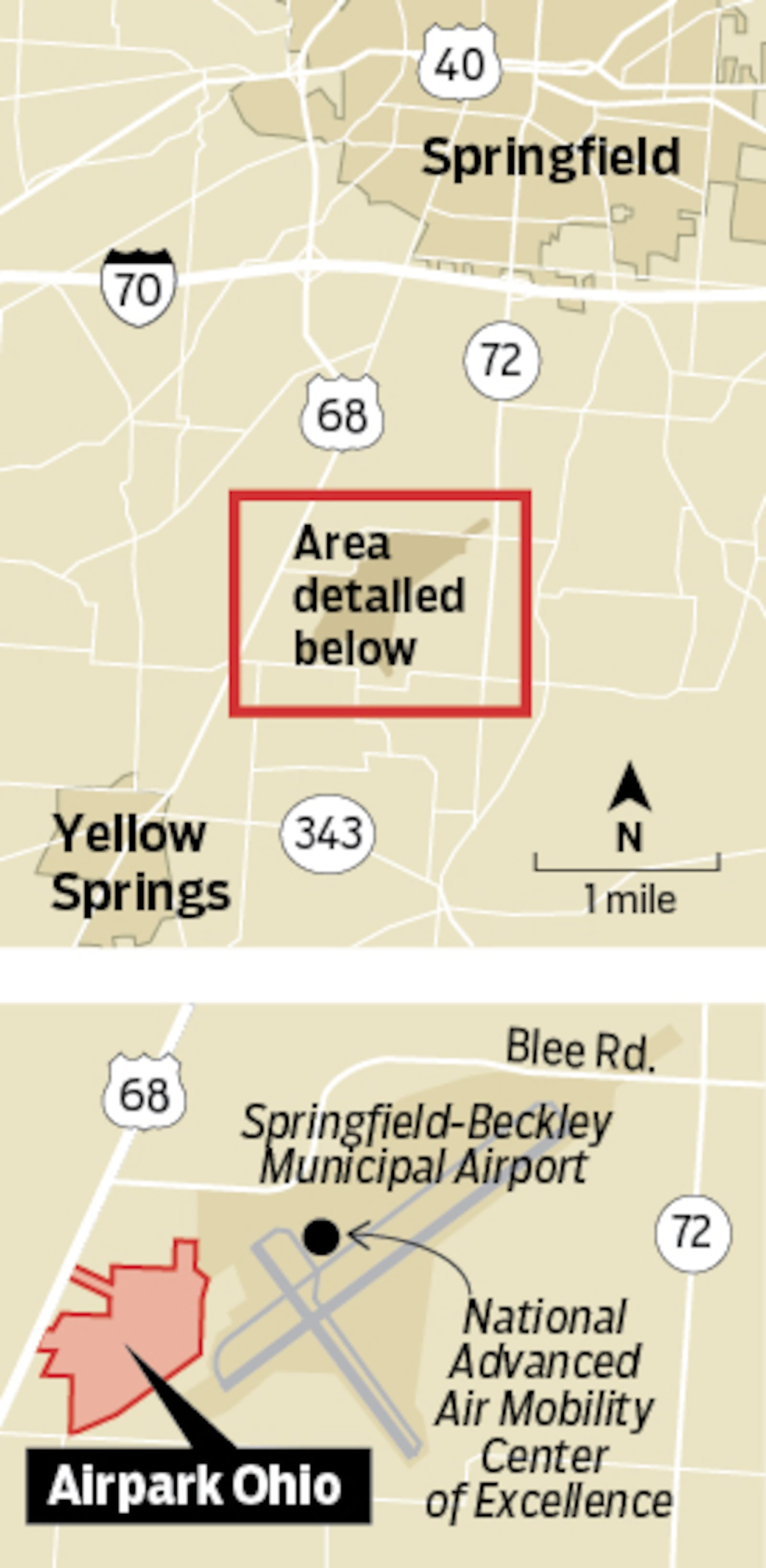 The Airpark Ohio industrial park is in close proximity to the future site of the National Advanced Air Mobility Center of Excellence.