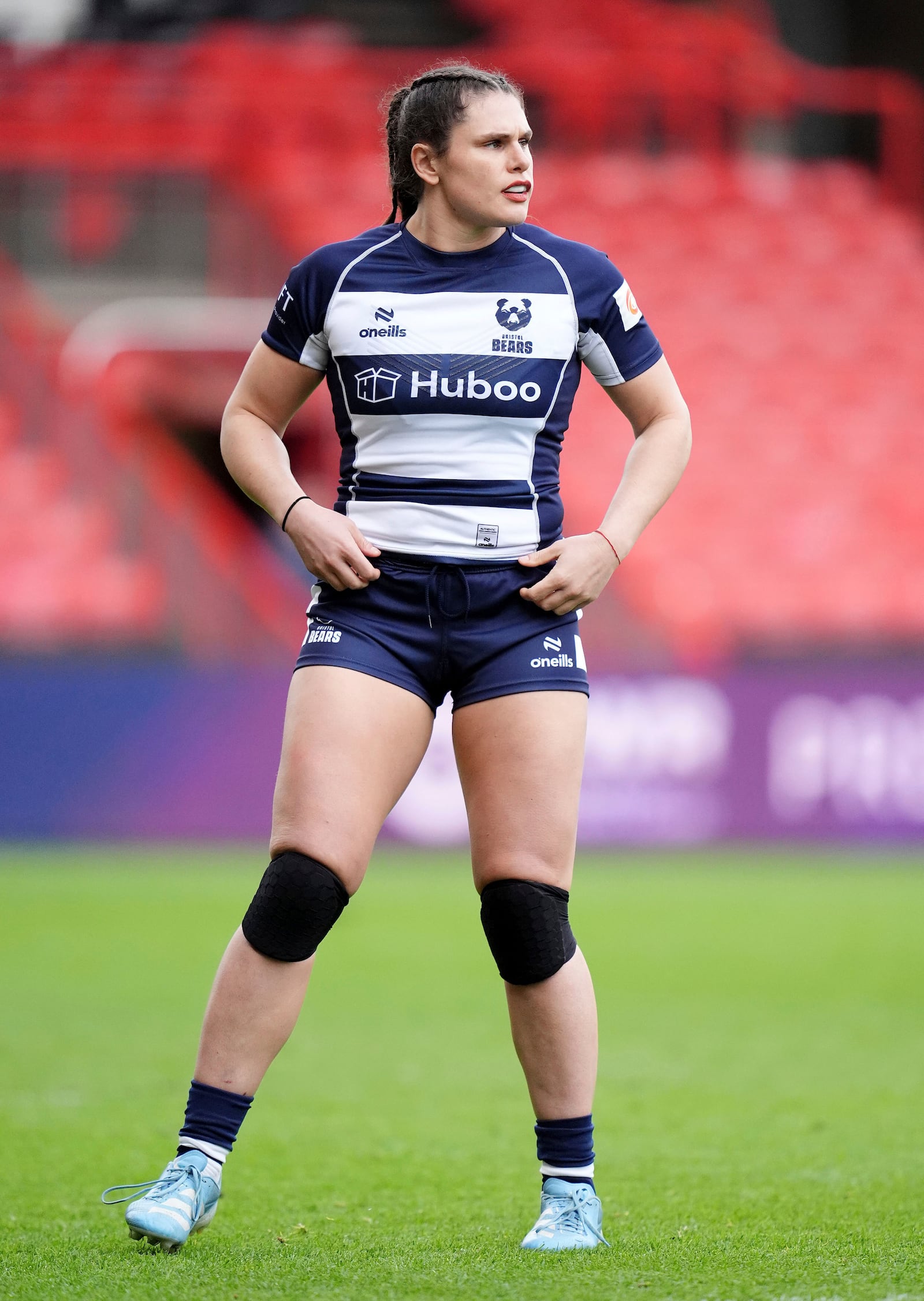 Bristol Bears' Ilona Maher during the Premiership Women's Rugby match between Bristol Bears and Gloucester Hartpury at Ashton Gate, Bristol, England, Sunday Jan. 5, 2025. (Adam Davy/PA via AP)