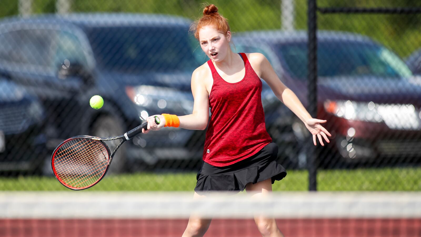 Northwestern junior Leah Fraker prepares to return the ball during their match against Greeneview last season. CONTRIBUTED PHOTO BY MICHAEL COOPER