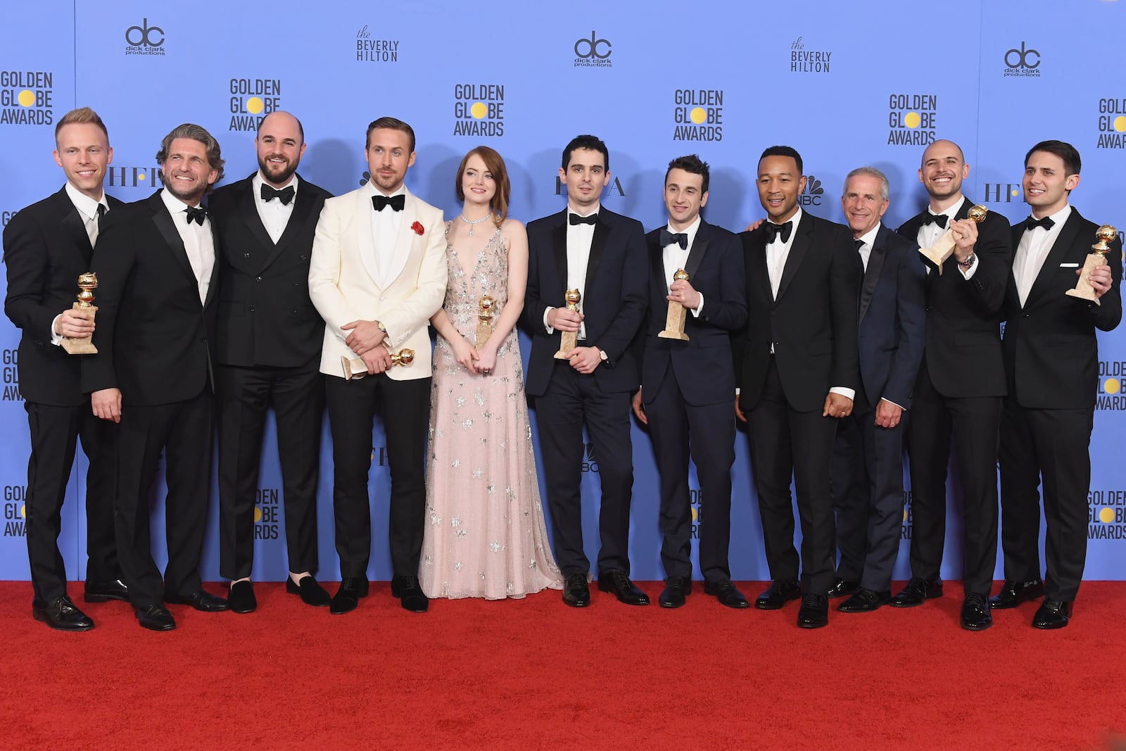 The romantic comedy musical 'La La Land' won a record 7 Golden Globes on Jan. 8, 2017, including the top award Best Motion Picture-Musical or Comedy.