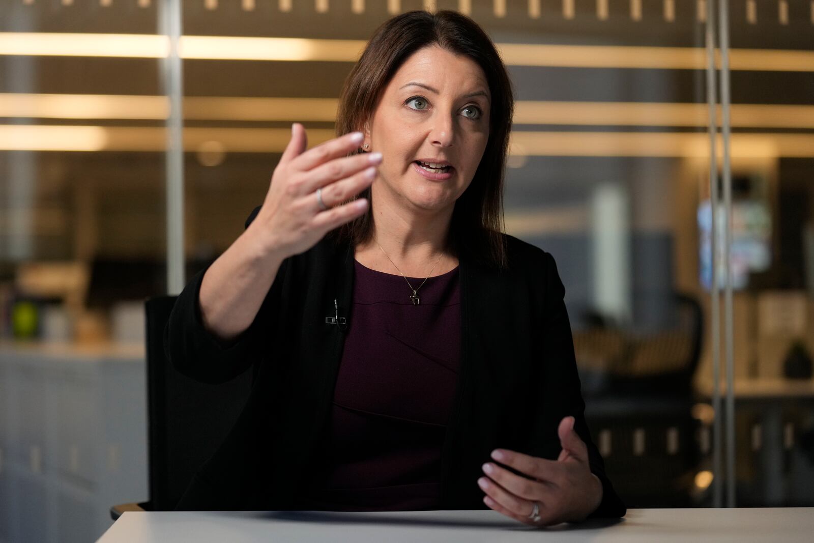 CDC director Dr. Mandy Cohen speaks during an interview with The Associated Press in New York, Monday, Nov. 25, 2024. (AP Photo/Seth Wenig)