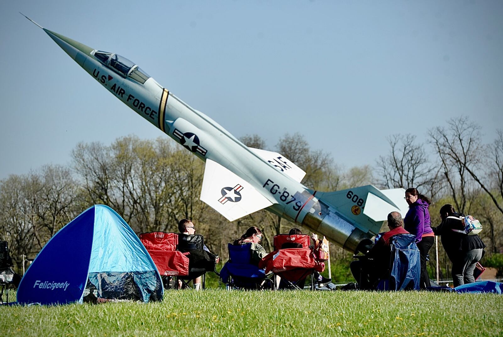 Visitors from all over the country are setting up at the National Museum of the United States Air Force, Monday, April 8, 2024, for the total solar eclipse. MARSHALL GORBY \STAFF