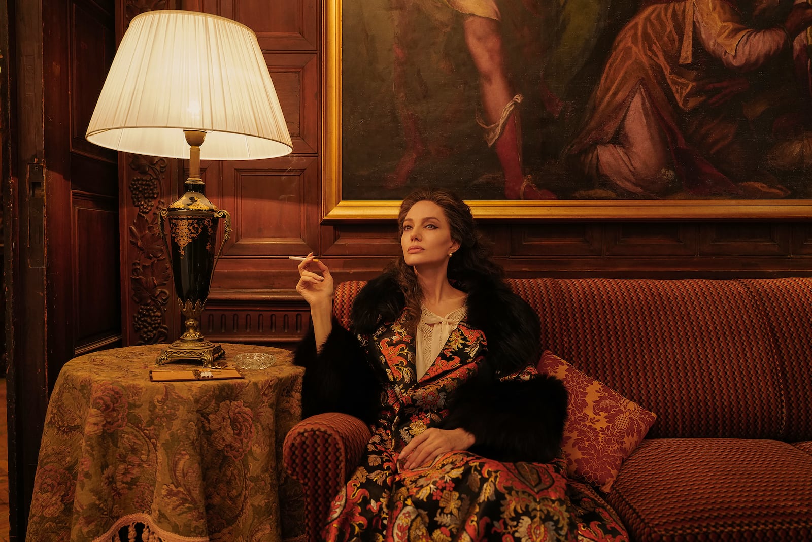 This image released by Netflix shows Angelina Jolie as Maria Callas in a scene from "Maria." (Pablo Larraín/Netflix via AP)